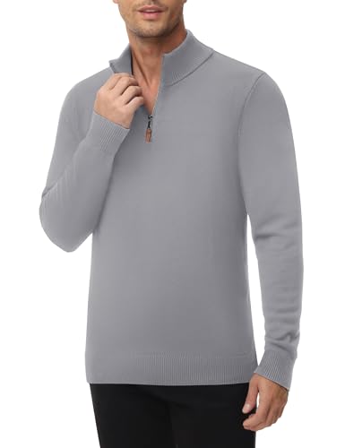 MAGNIVIT Men's Sweater Quarter Zip Pullover Fall Winter Spring Polo Sweatshirts