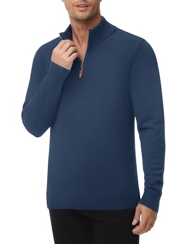 MAGNIVIT Men's Sweater Quarter Zip Pullover Fall Winter Spring Polo Sweatshirts