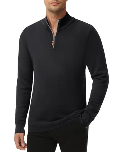MAGNIVIT Men's Sweater Quarter Zip Pullover Fall Winter Spring Polo Sweatshirts