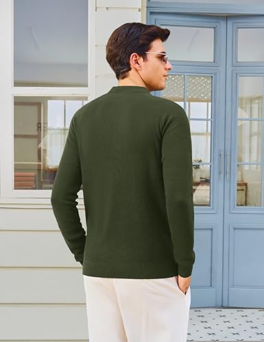 MAGNIVIT Mens Long Sleeve Knit Polo Shirts Casual Raglan Sleeve Sweater 2-Button Down Anti-Pilling Golf Shirts