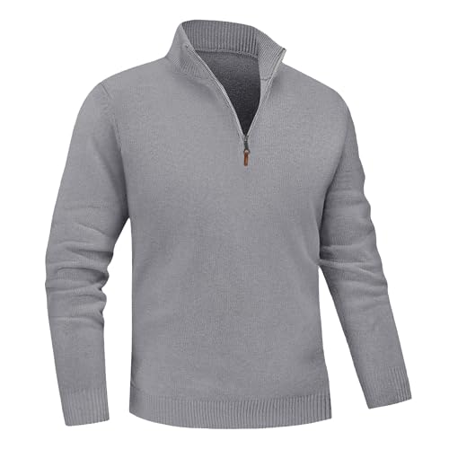 MAGNIVIT Men's Sweater Quarter Zip Pullover Fall Winter Spring Polo Sweatshirts