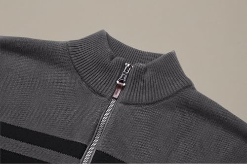MAGNIVIT Men's Sweater Quarter Zip Striped Pullover Fall Winter Spring Color Block Polo Sweatshirts