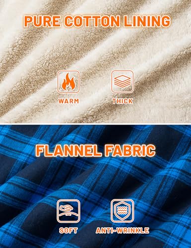 MAGNIVIT Mens Flannel Jacket Sherpa Fleece Lined Plaid Jackets Shirt Thick Snap Button Flannel Hoodie Cotton Winter Shacket