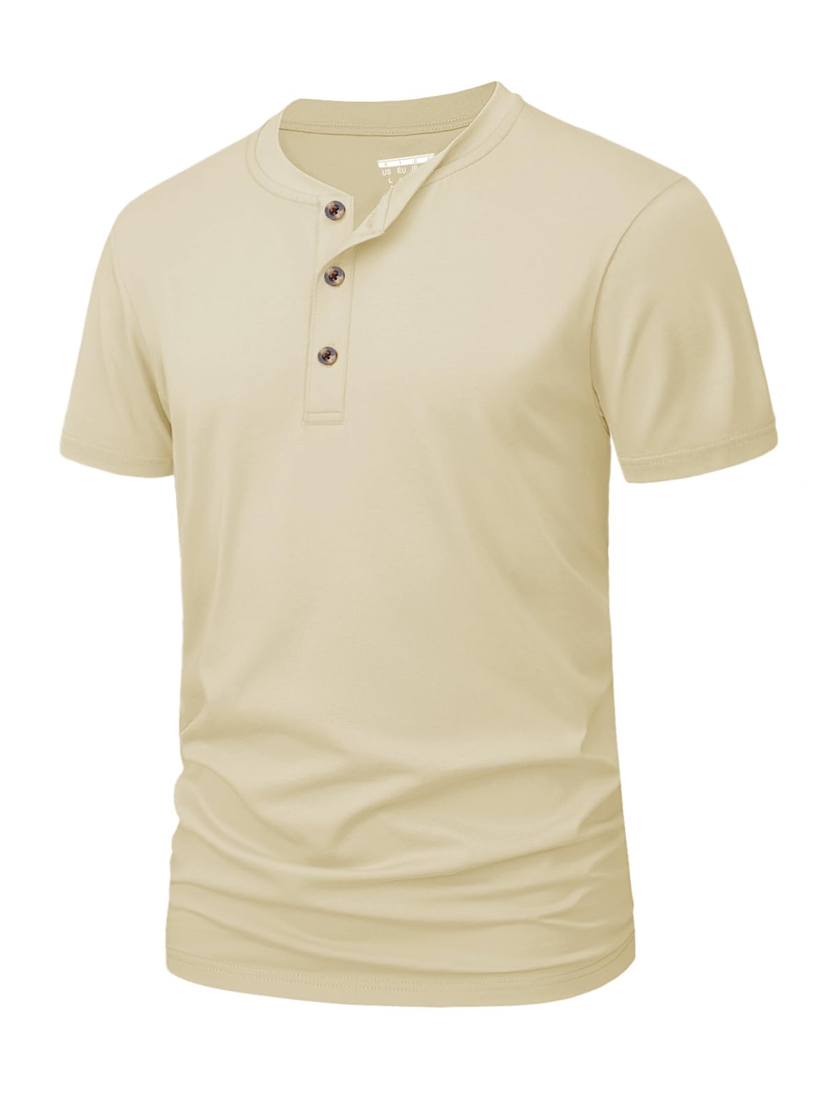 MAGNIVIT Mens Henley Shirts Short Sleeve Cotton Casual Summer Basic T-Shirts 3 Button Solid Collarless Shirts for Work