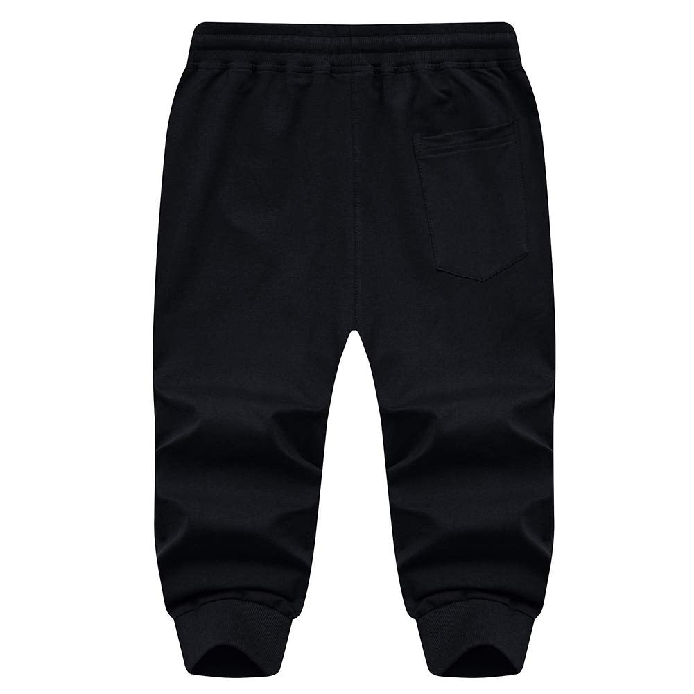 MAGNIVIT Men's 3/4 Jogger Capri Pants Workout Gym Below Knee Shorts Zipper Pockets Jogger Sweatpant Capris for Men