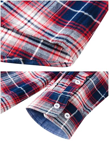 MAGNIVIT Men's Flannel Shirts Cotton Long Sleeve Plaid Casual Button Down Soft Comfortable Shirt for Men
