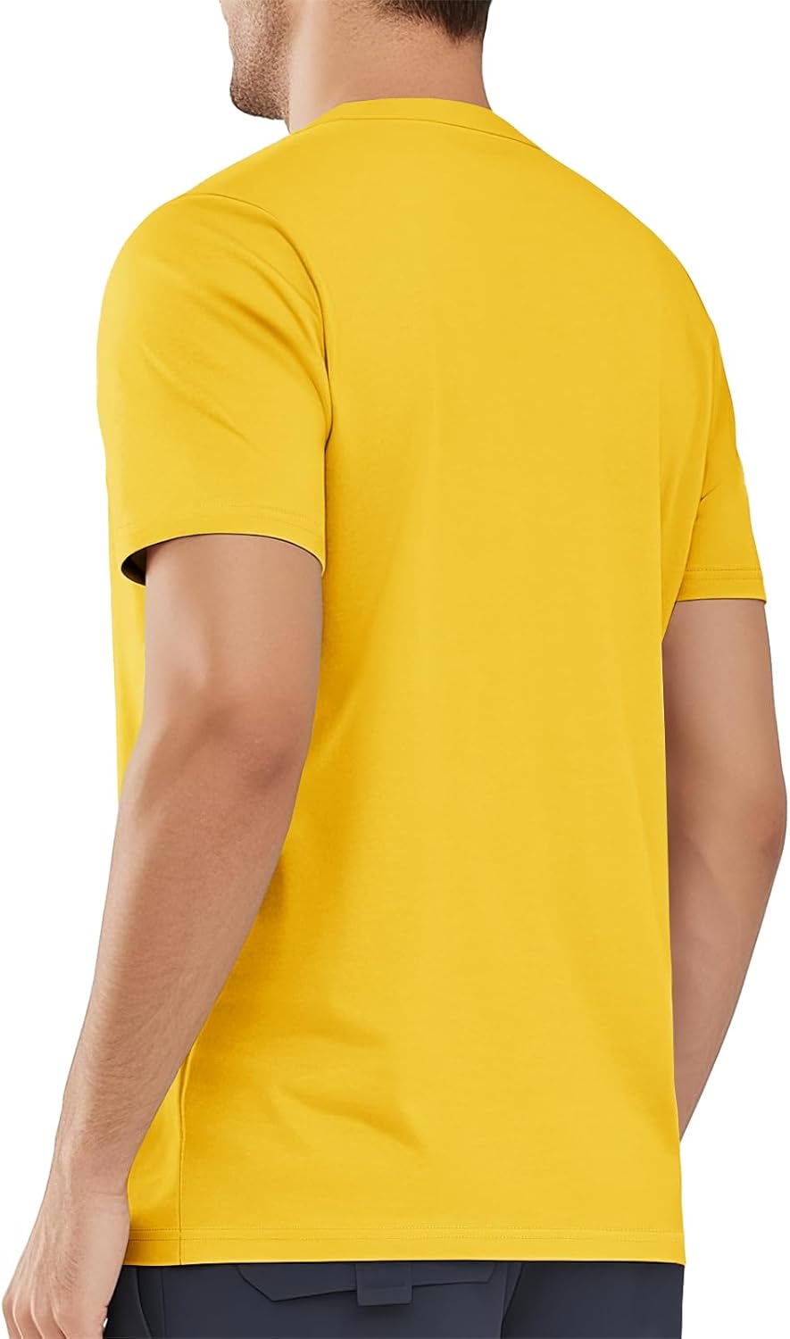 MAGNIVIT Men's Shirts Short Sleeve Cotton T-Shirt Basic Classic Casual Pullover Shirt Yellow