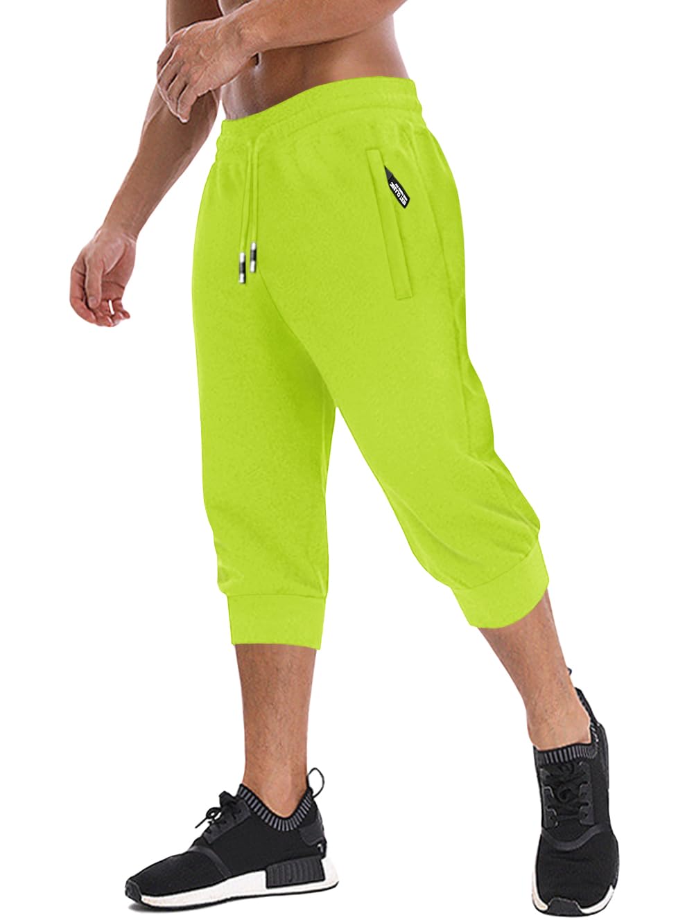 MAGNIVIT Men's 3/4 Jogger Capri Pants Workout Gym Below Knee Shorts Zipper Pockets Jogger Sweatpant Capris for Men