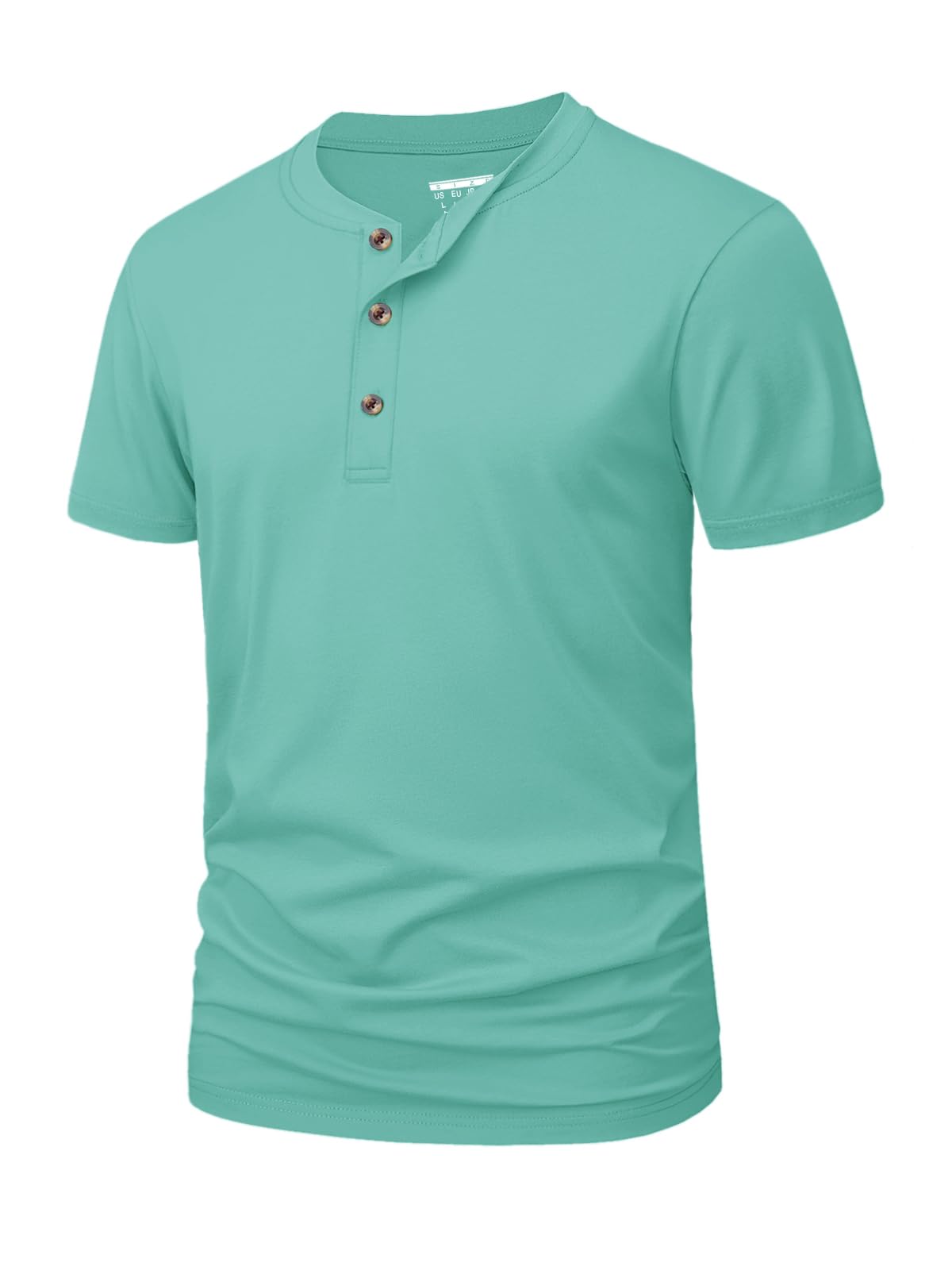MAGNIVIT Mens Henley Shirts Short Sleeve Cotton Casual Summer Basic T-Shirts 3 Button Solid Collarless Shirts for Work