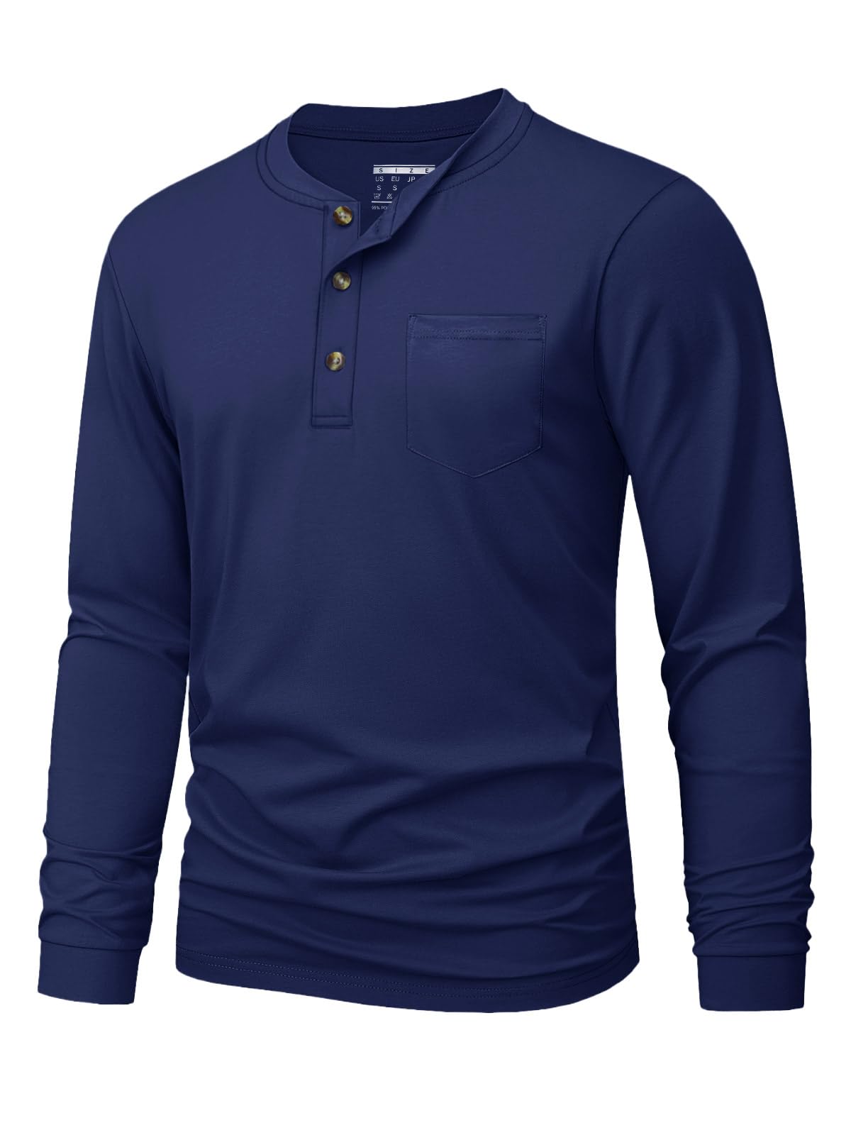 MAGNIVIT Mens Henley Shirts Long Sleeve with Pocket Fall Cotton Casual T-Shirts Plain Moisture Wicking Tee with 3 Button