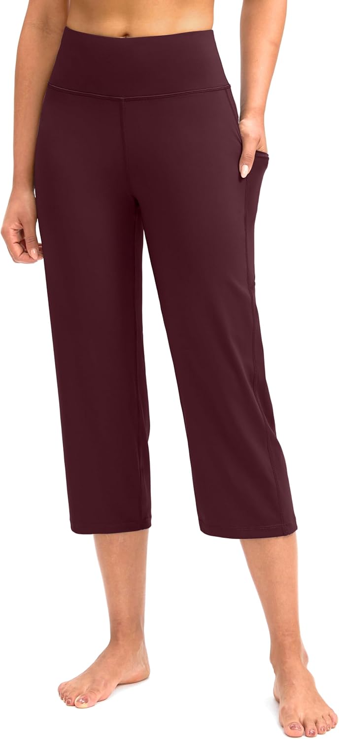 G Gradual Capri Pants for Women High Waist Workout Yoga Pants with Pockets Tummy Control Leggings Crop Straight