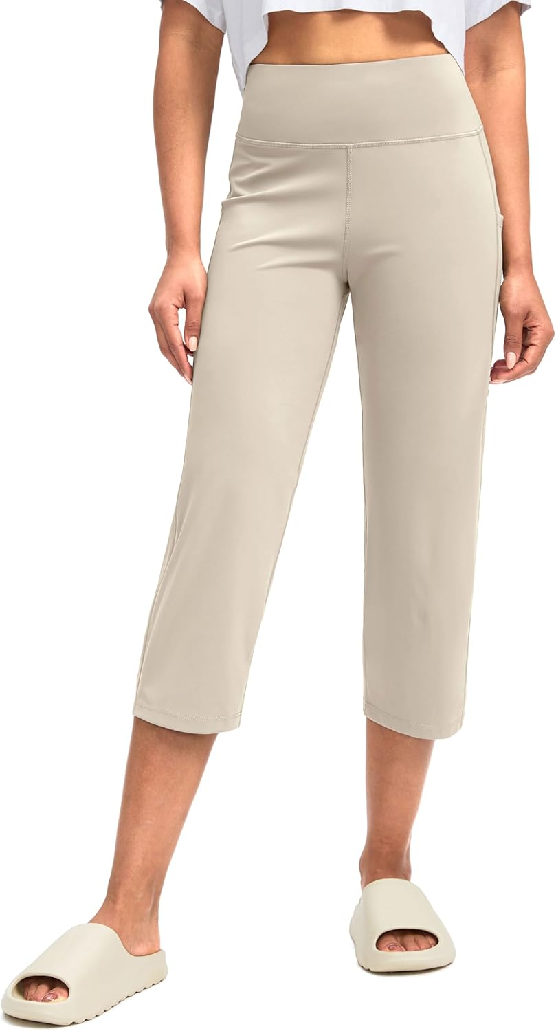 G Gradual Capri Pants for Women High Waist Workout Yoga Pants with Pockets Tummy Control Leggings Crop Straight