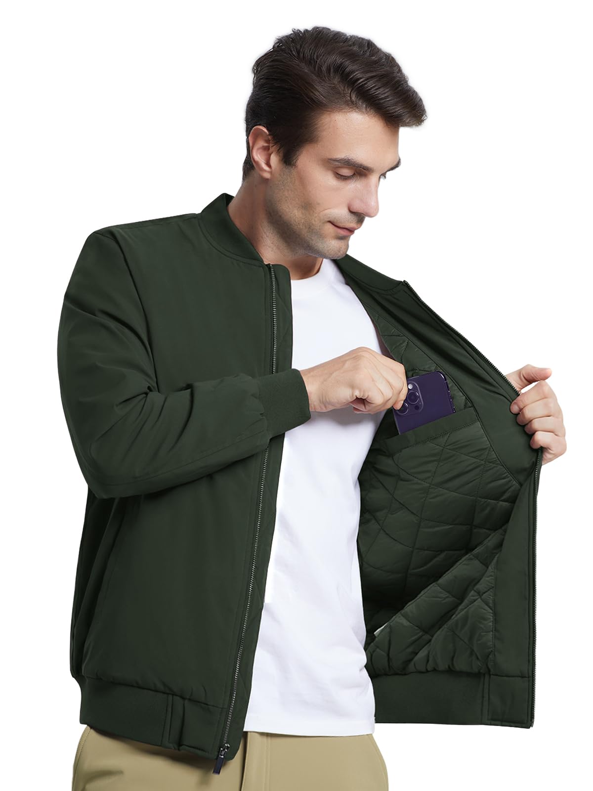 MAGNIVIT Men's Winter Bomber Jacket Windproof Warm Full Zipper Outer Wear Casual Flight Jacket Coat with Pockets