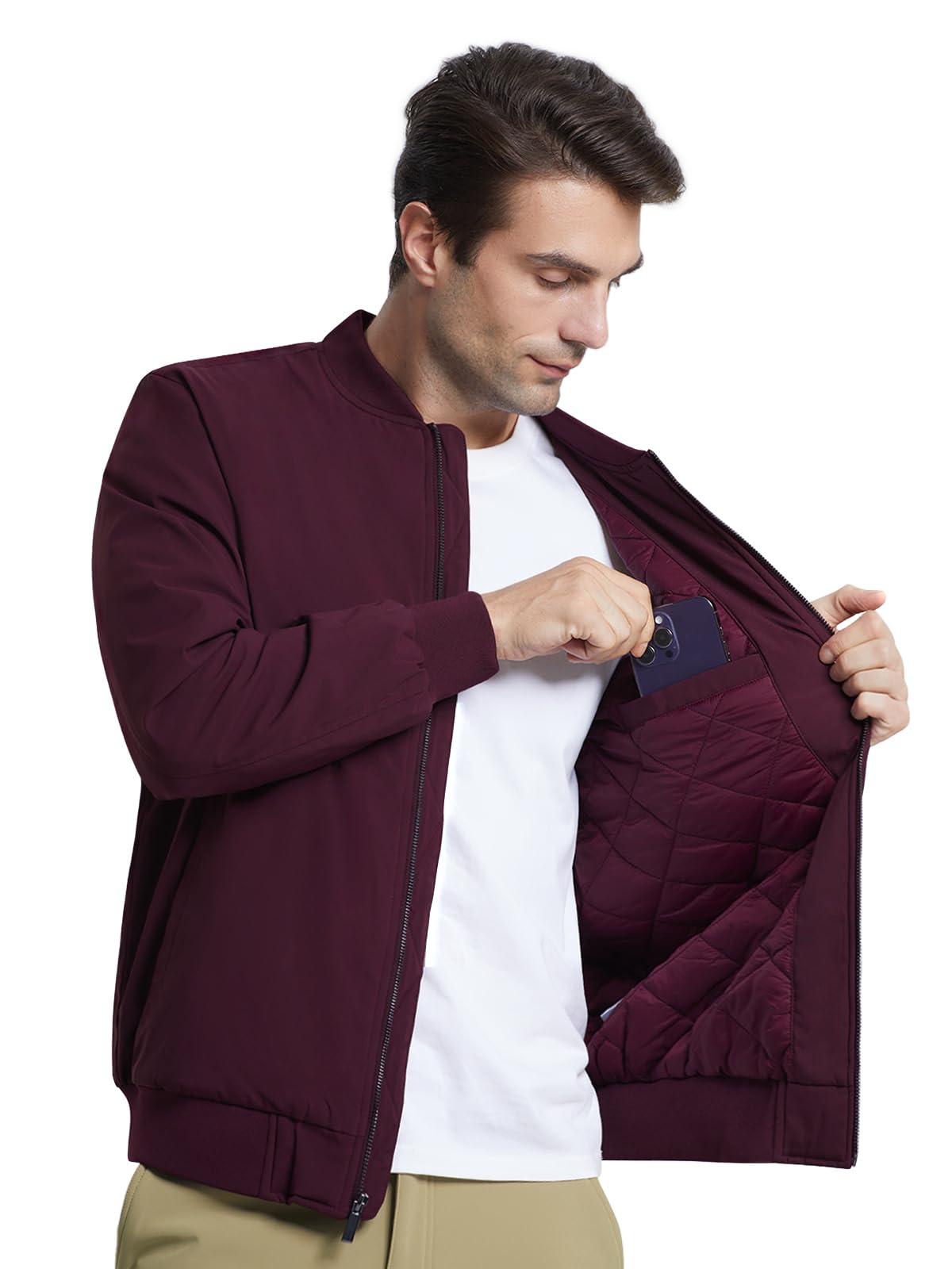 MAGNIVIT Men's Winter Bomber Jacket Windproof Warm Full Zipper Outer Wear Casual Flight Jacket Coat with Pockets