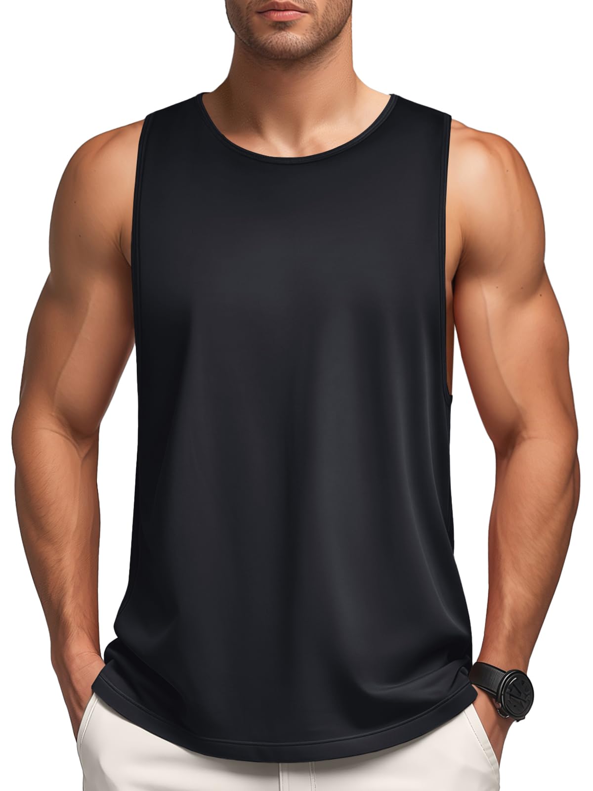 MAGNIVIT Mens Beach Training Tops Hiking Tank Tops Sport Shirt Camping Tops True Lightweight Classic Under Casual Shirt