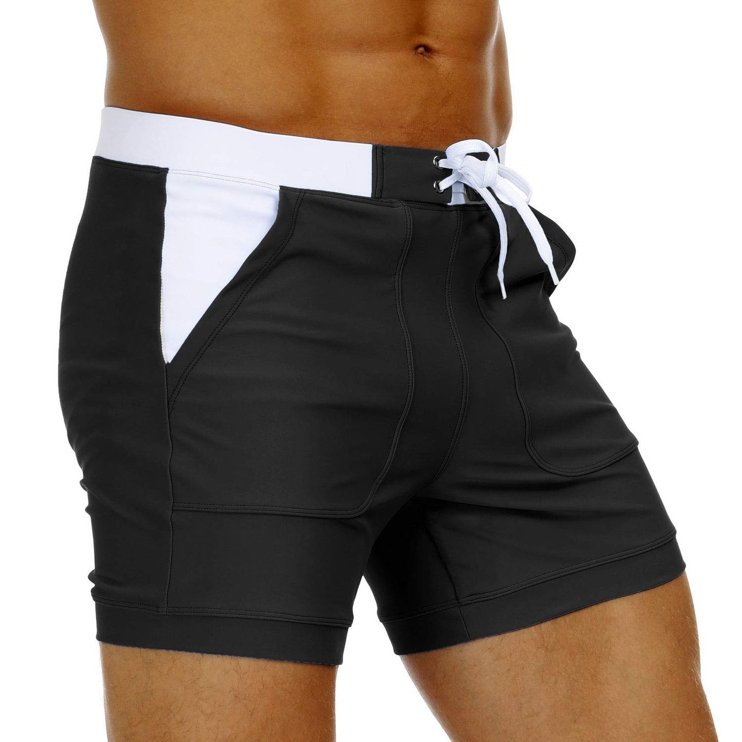 MAGNIVIT Men's Swimwear Swimsuits Solid Basic Long Swim Sport Trunks Board Shorts with Pockets