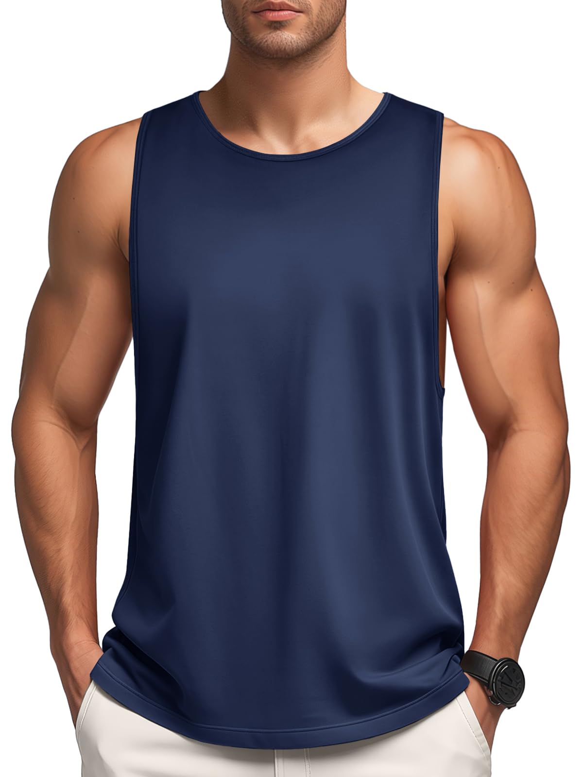 MAGNIVIT Mens Beach Training Tops Hiking Tank Tops Sport Shirt Camping Tops True Lightweight Classic Under Casual Shirt