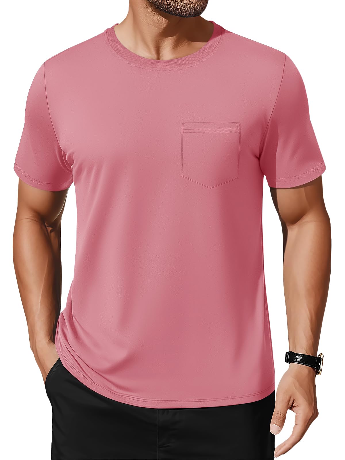 MAGNIVIT Men's Cotton Pocket Tee Shirts Soft Crew Neck Solid Color T Shirt Casual Short Sleeve Summer Basic Tops