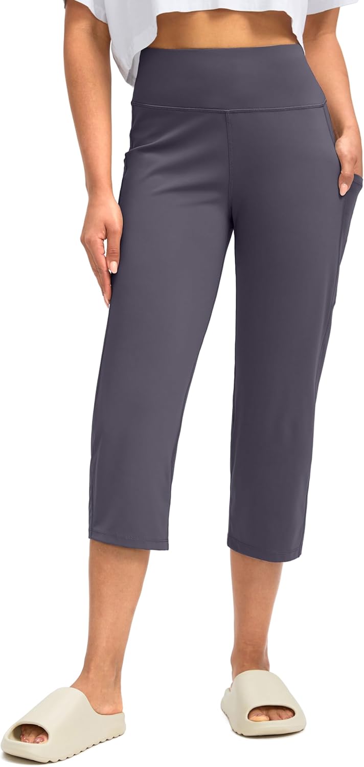 G Gradual Capri Pants for Women High Waist Workout Yoga Pants with Pockets Tummy Control Leggings Crop Straight