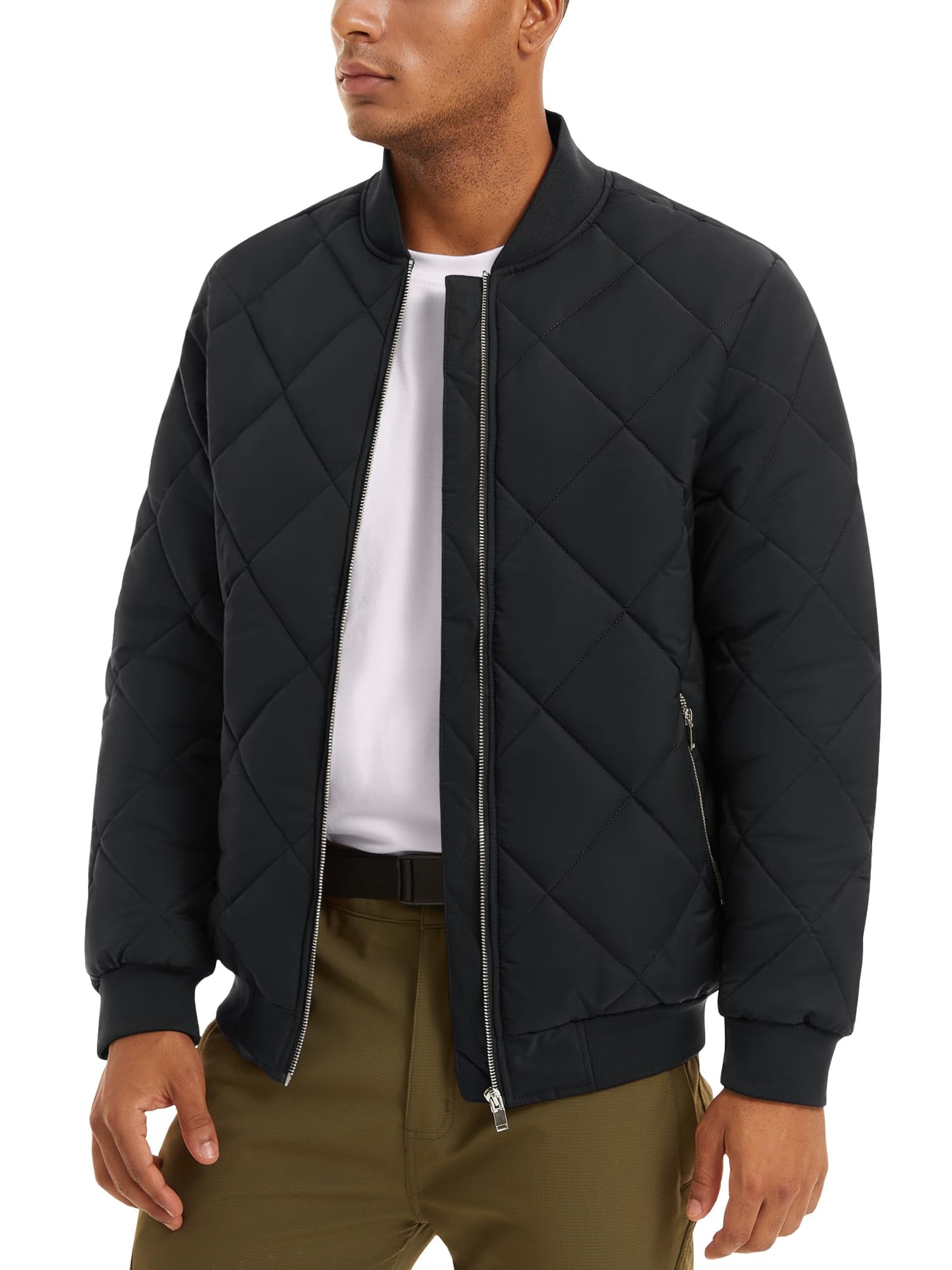 MAGNIVIT Men's Bomber Jacket Winter Fall Quilted Puffer Jacket Warm Padded Coats
