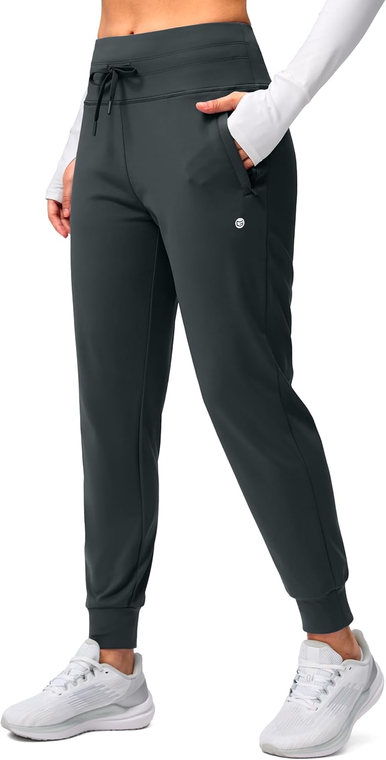 G Gradual Women's Fleece Lined Joggers High Waisted Water Resistant Thermal Winter Sweatpants Running Hiking Pockets
