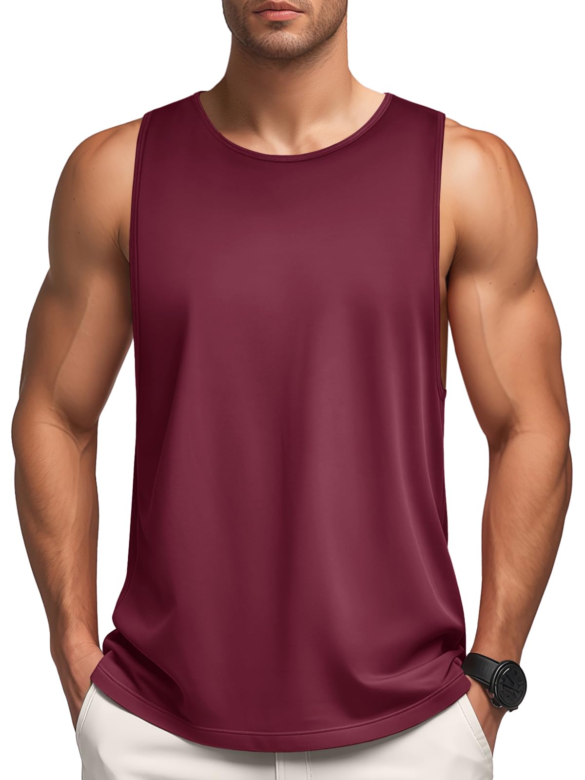 MAGNIVIT Mens Beach Training Tops Hiking Tank Tops Sport Shirt Camping Tops True Lightweight Classic Under Casual Shirt