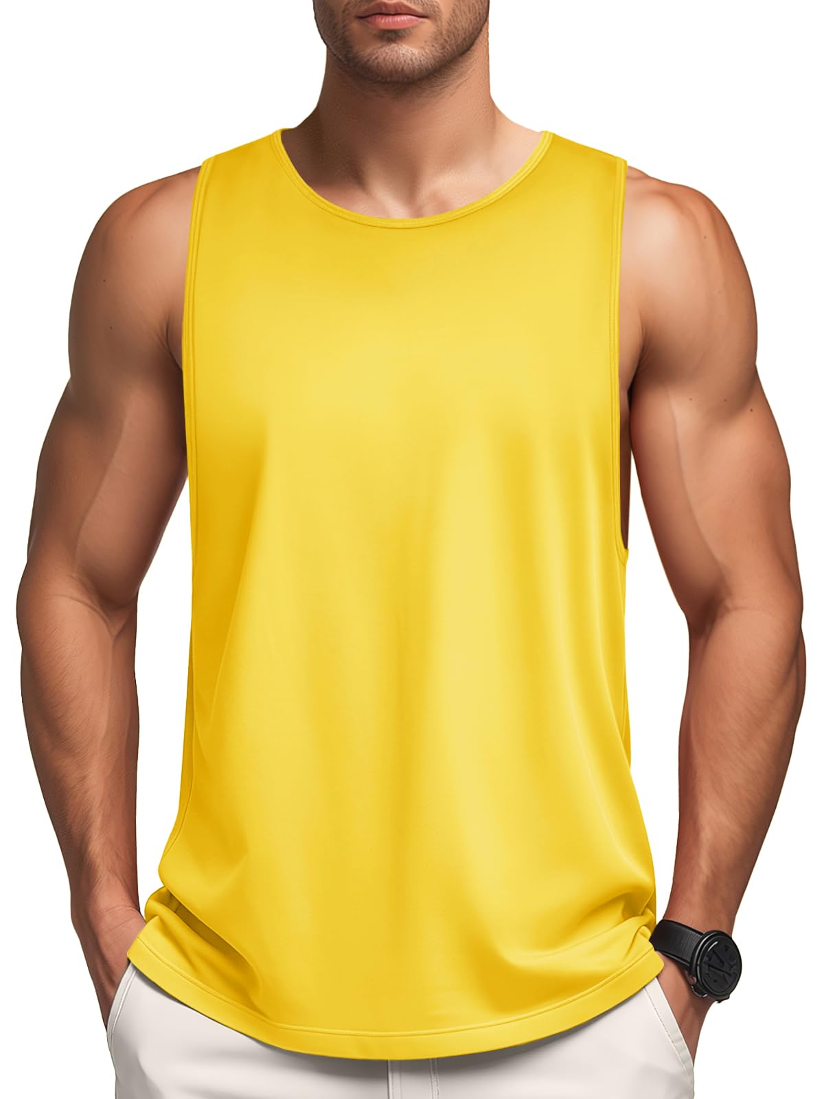 MAGNIVIT Mens Beach Training Tops Hiking Tank Tops Sport Shirt Camping Tops True Lightweight Classic Under Casual Shirt