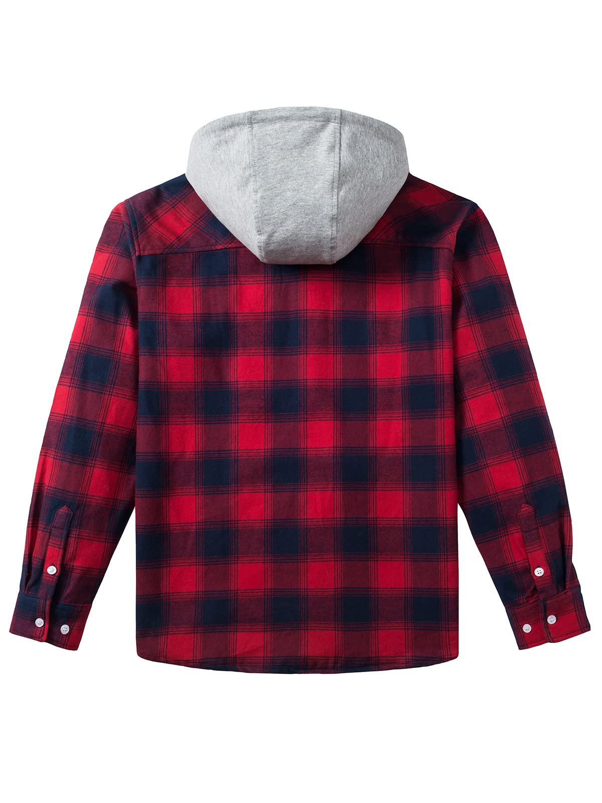 MAGNIVIT Mens Classic Plaid Long Sleeve Hooded Shirts Multi Pockets Thin Cotton Light Jacket Relaxed Fit Casual Outwear