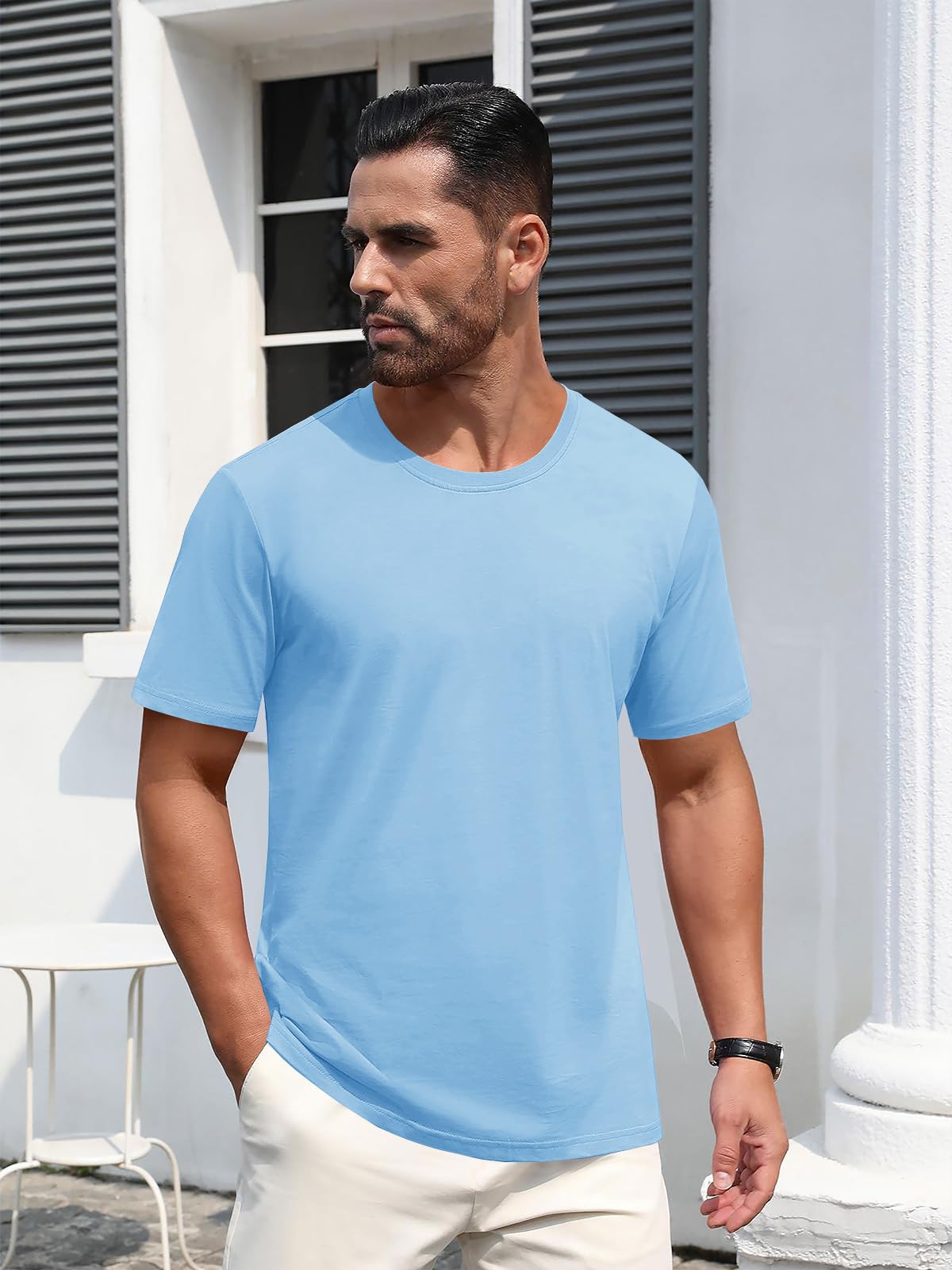 MAGNIVIT Men's Shirts Short Sleeve Cotton T-Shirt Crew Neck Light Tees Classic Basic Casual Tops Plain Soft Shirt