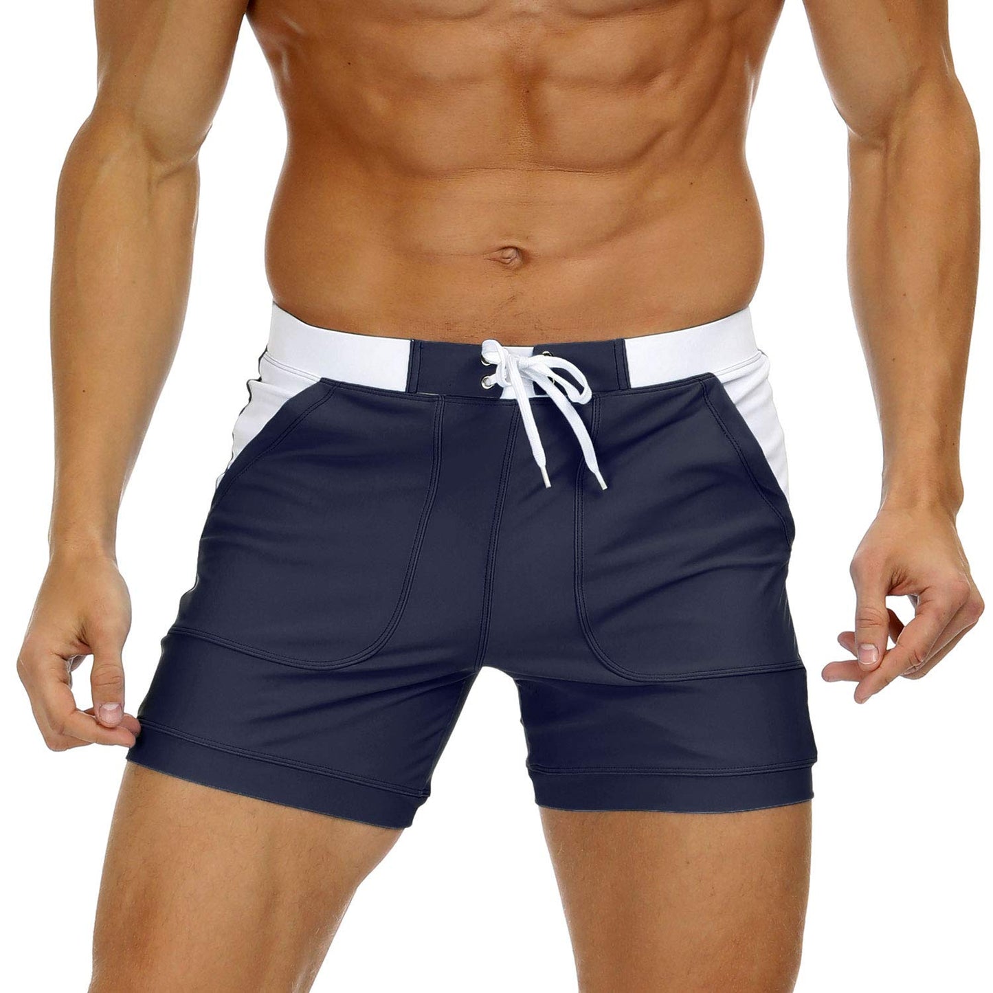 MAGNIVIT Men's Swimwear Swimsuits Solid Basic Long Swim Sport Trunks Board Shorts with Pockets