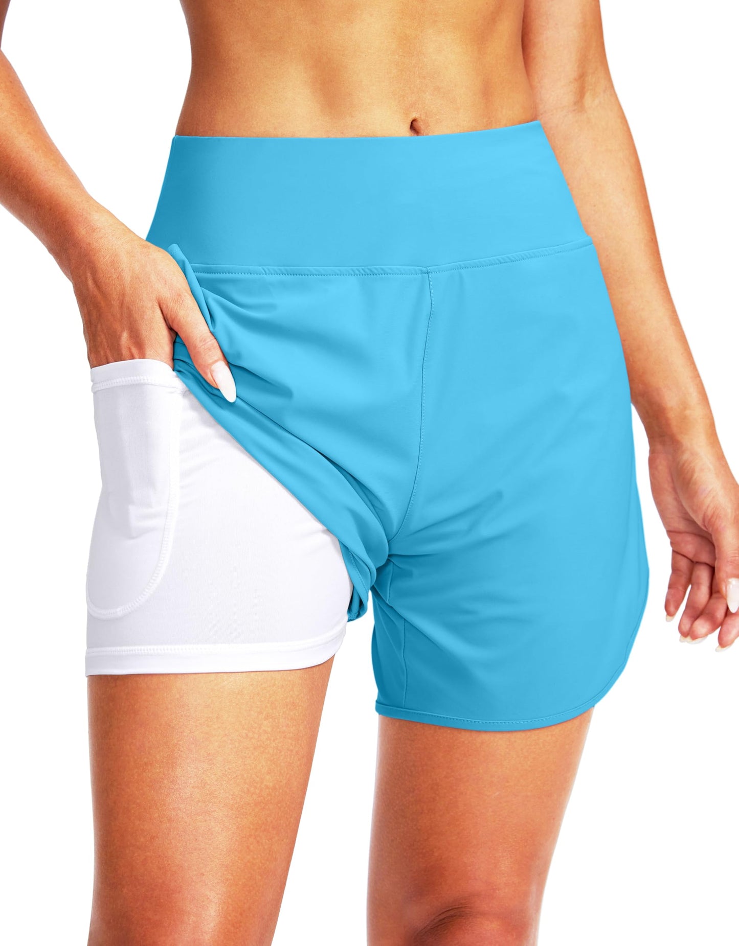 G Gradual Women's 5" High Waisted Swim Board Shorts Quick Dry UPF 50+ Swimming Beach Shorts for Women with Liner Pockets