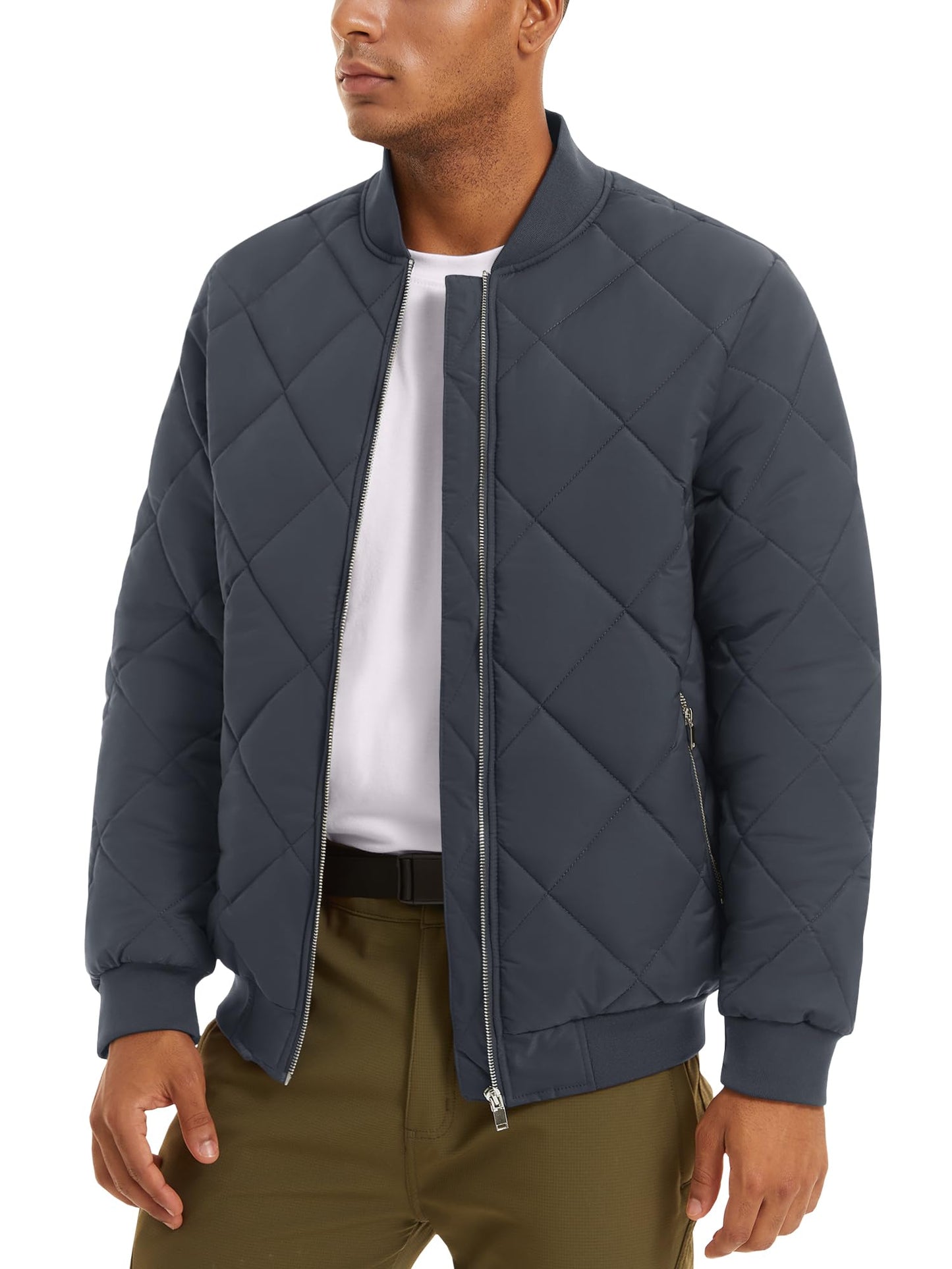 MAGNIVIT Men's Bomber Jacket Winter Fall Quilted Puffer Jacket Warm Padded Coats
