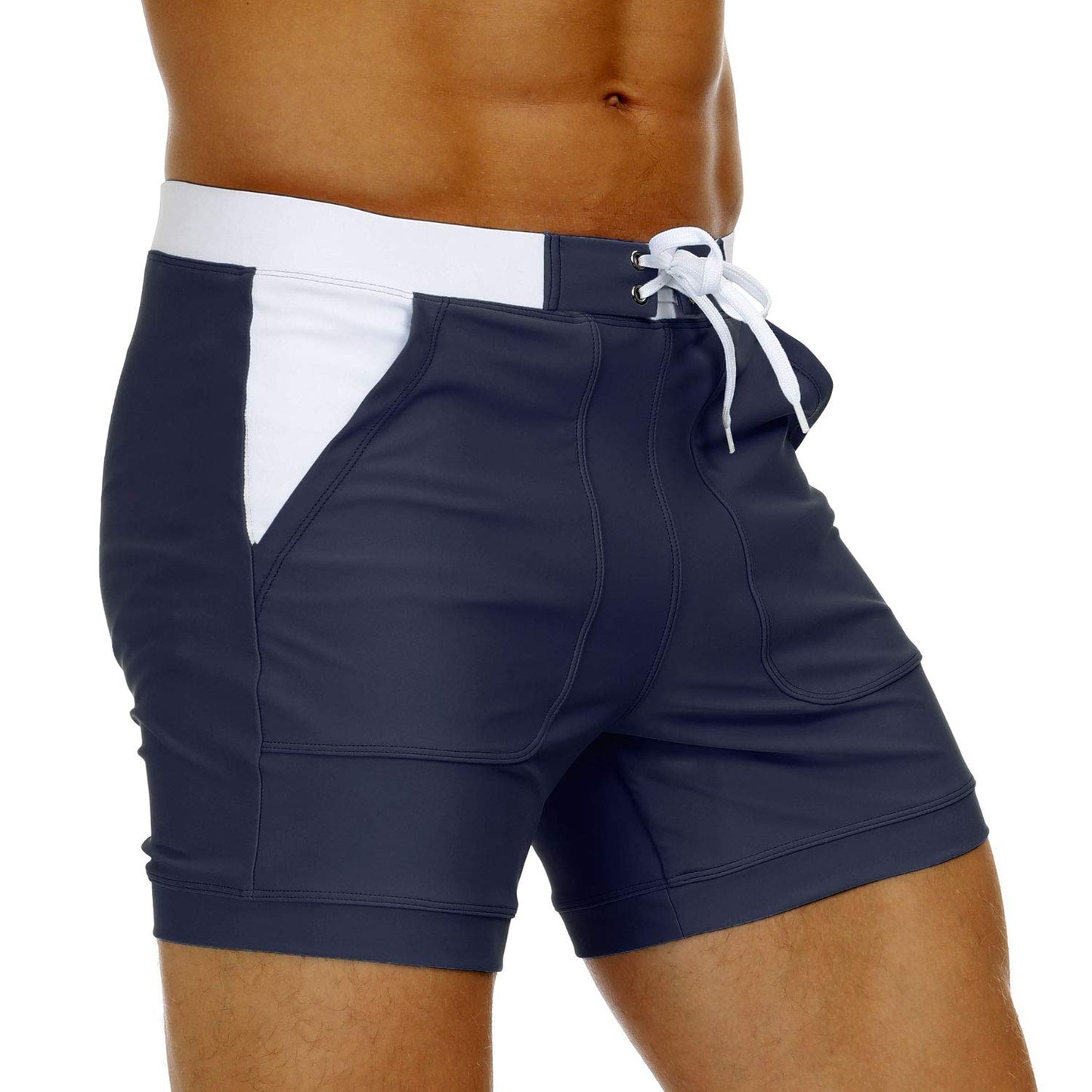 MAGNIVIT Men's Swimwear Swimsuits Solid Basic Long Swim Sport Trunks Board Shorts with Pockets