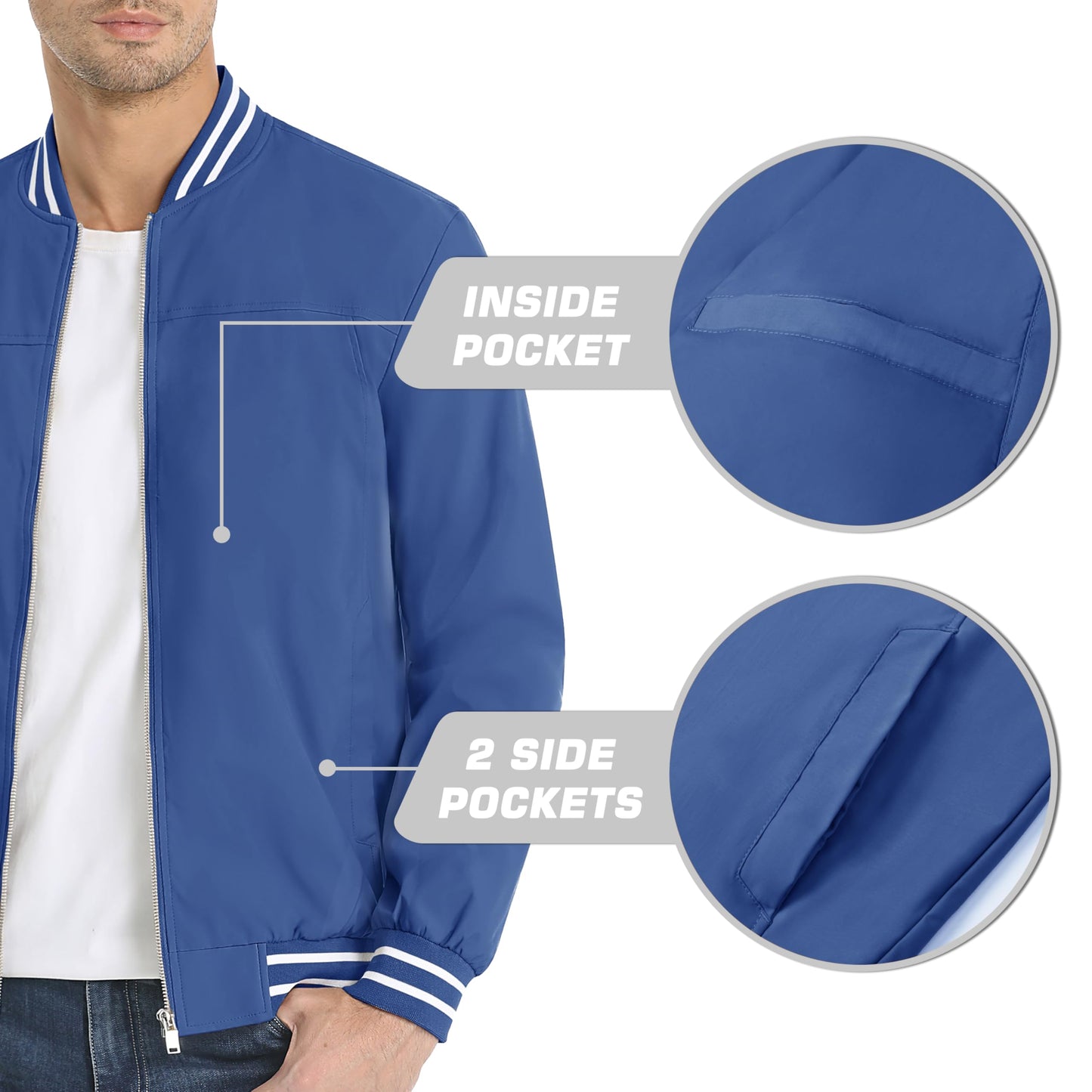 MAGNIVIT Men's Bomber Jackets Lightweight Jacket Varsity Flight Jacket Baseball Windbreaker Water Resistant Spring Autumn