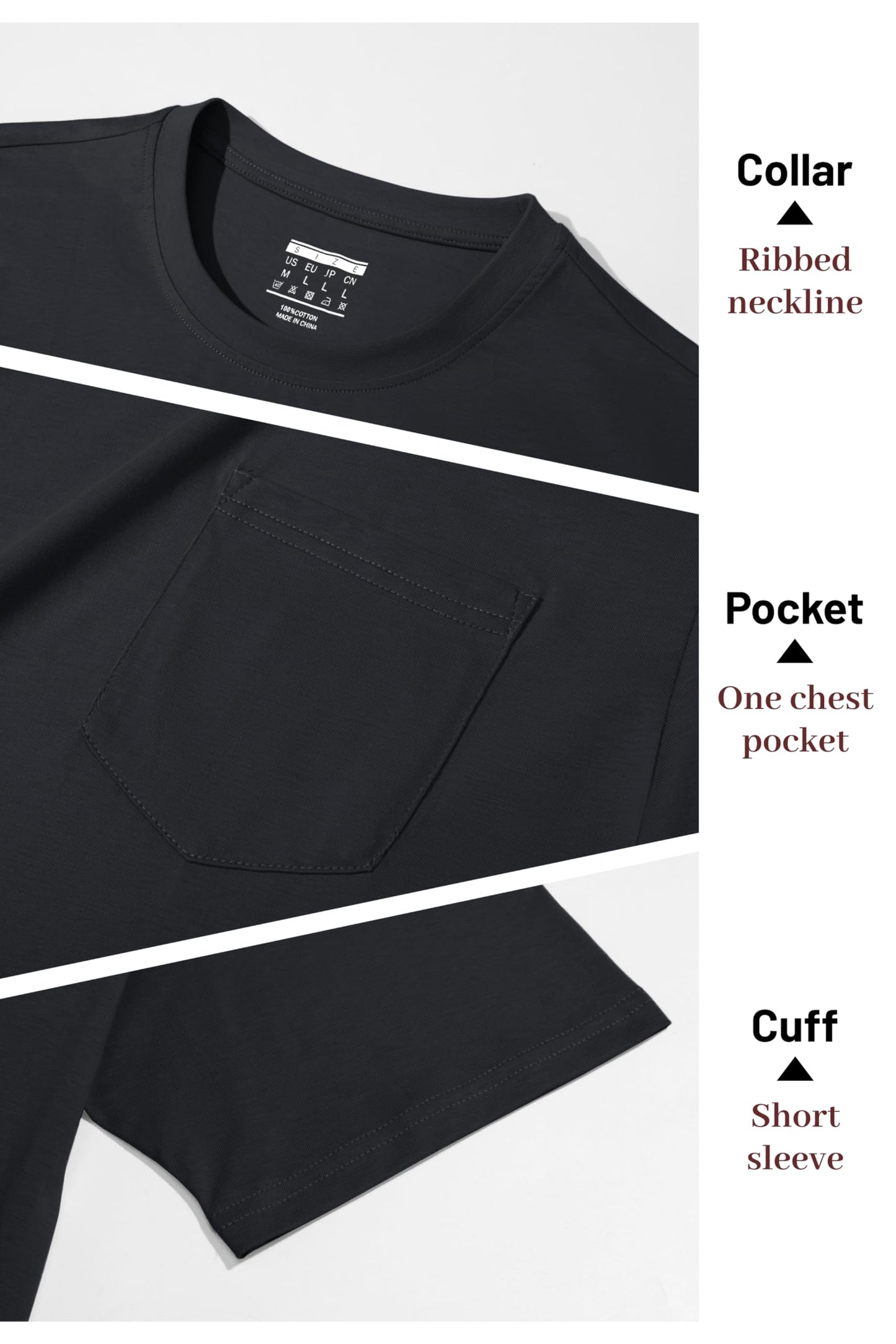 MAGNIVIT Men's Cotton Pocket Tee Shirts Soft Crew Neck Solid Color T Shirt Casual Short Sleeve Summer Basic Tops