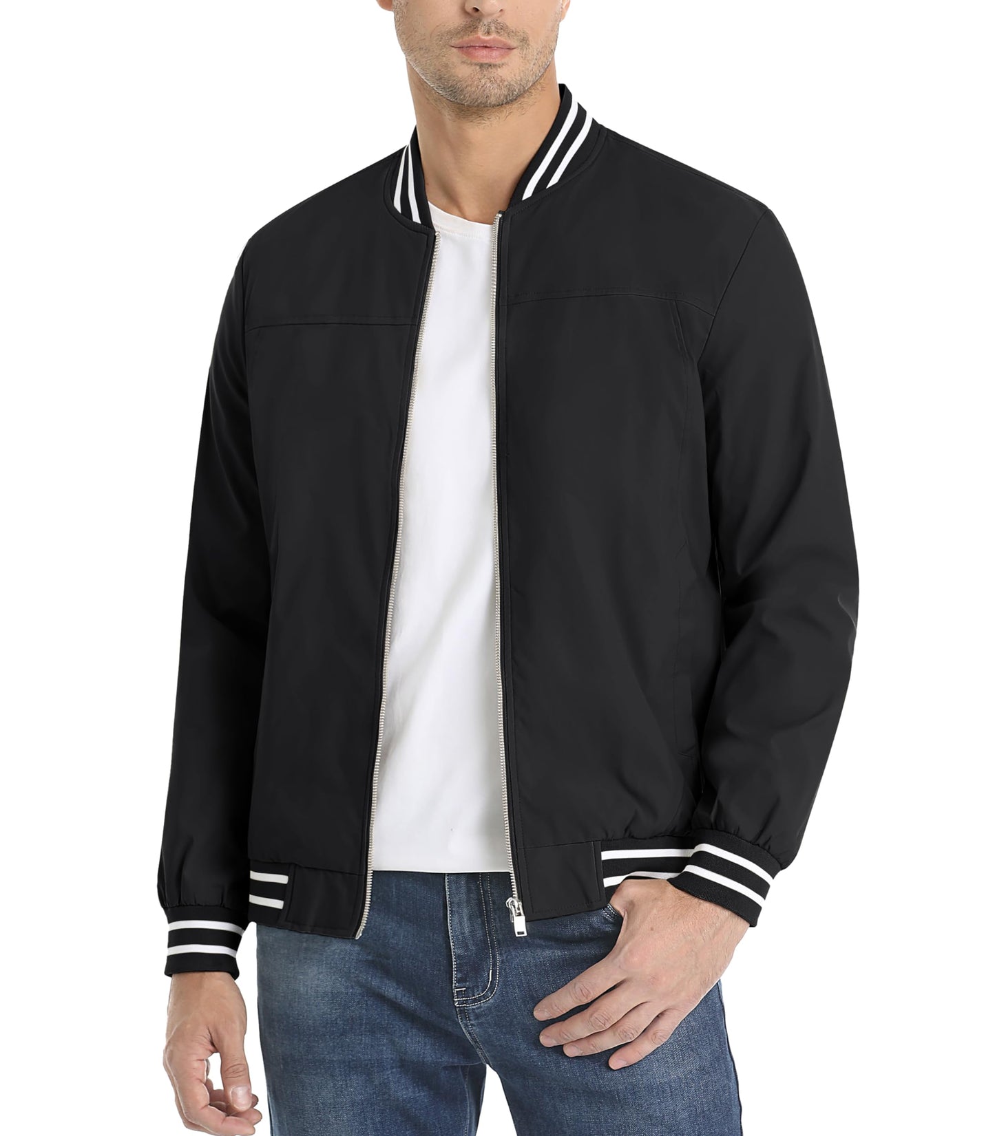 MAGNIVIT Men's Bomber Jackets Lightweight Jacket Varsity Flight Jacket Baseball Windbreaker Water Resistant Spring Autumn