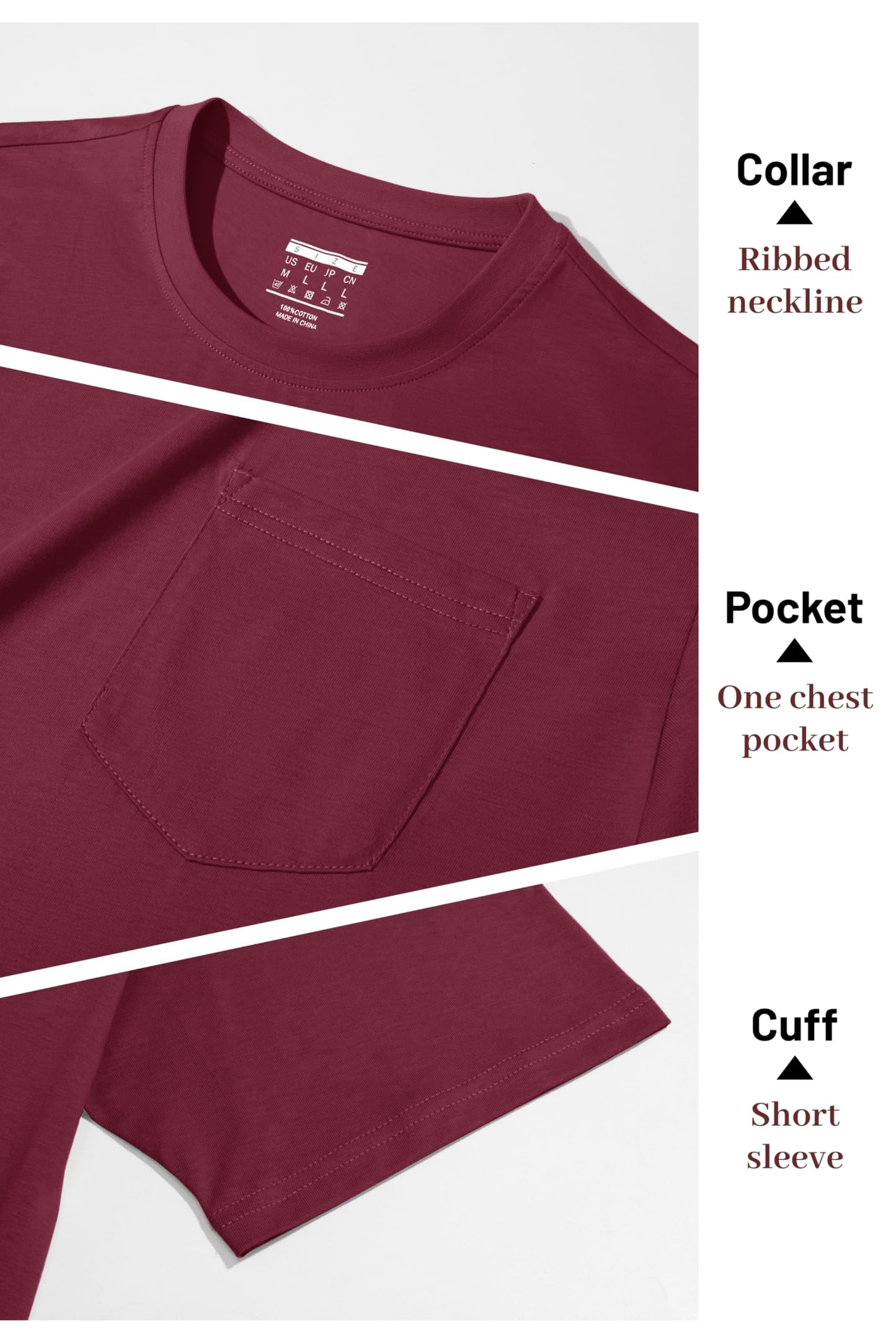 MAGNIVIT Men's Cotton Pocket Tee Shirts Soft Crew Neck Solid Color T Shirt Casual Short Sleeve Summer Basic Tops