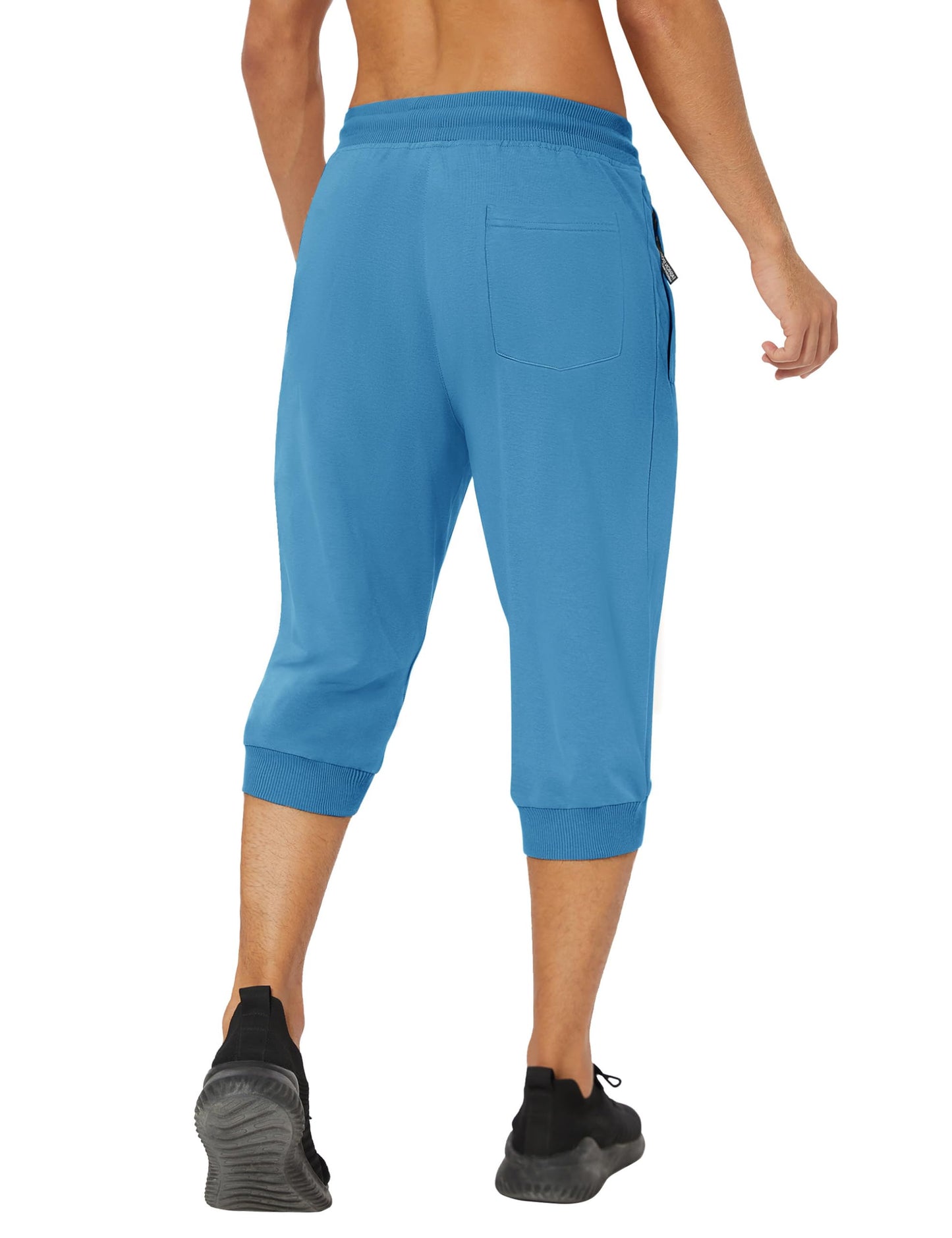MAGNIVIT Men's 3/4 Jogger Capri Pants Workout Gym Below Knee Shorts Zipper Pockets Jogger Sweatpant Capris for Men