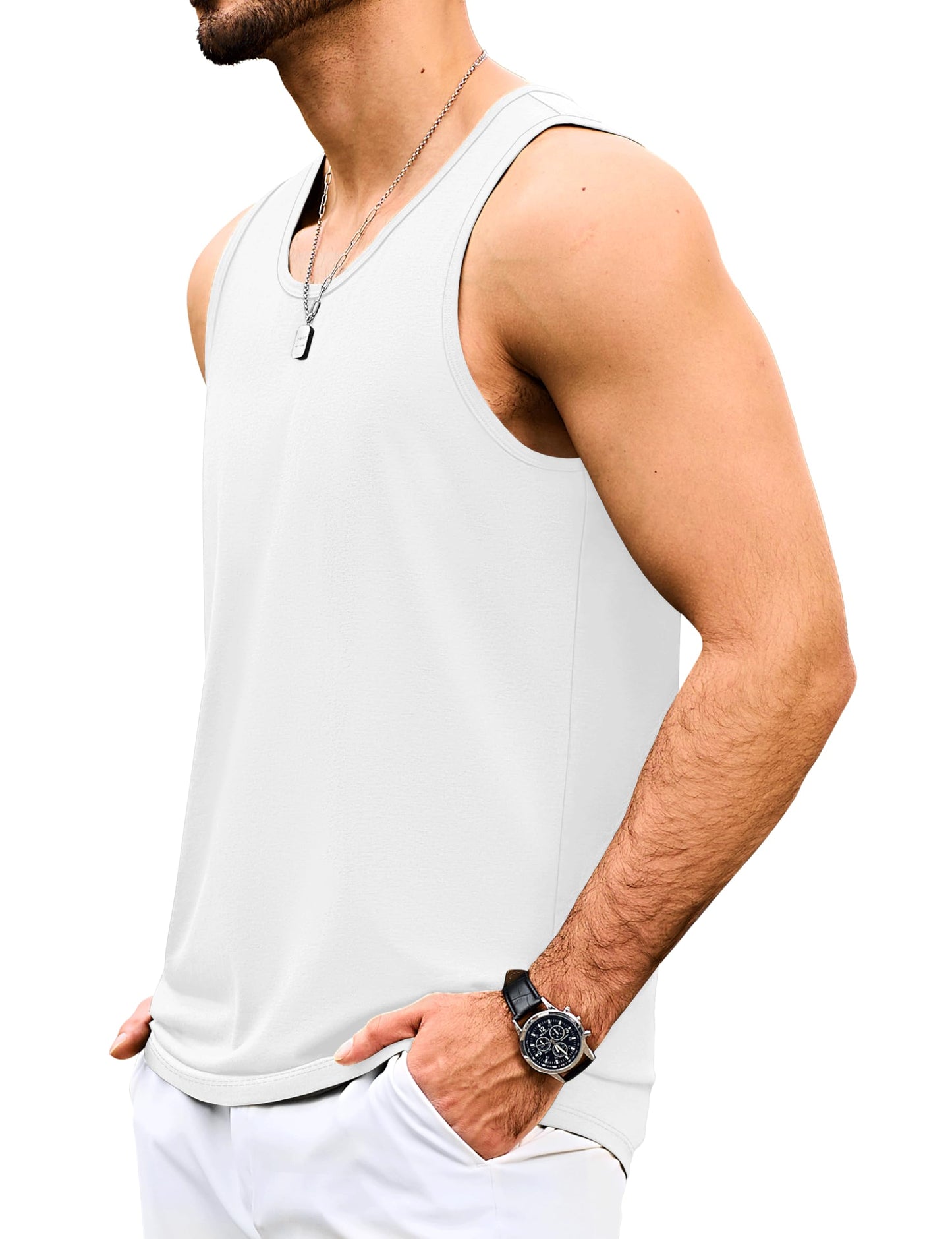 MAGNIVIT Mens Tank Top UPF50+ Summer Sleeveless Muscle Shirts Cotton Blend Casual Tee Cooling Gym Workout Shirts