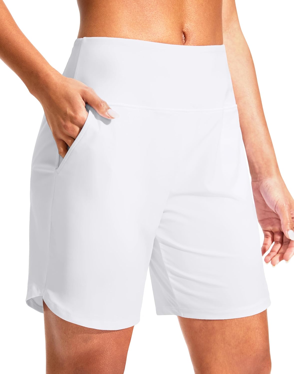 G Gradual Women's 7" Quick Dry Swim Board Shorts Swimming Bottoms High Waisted Beach Shorts for Women with Liner Pockets
