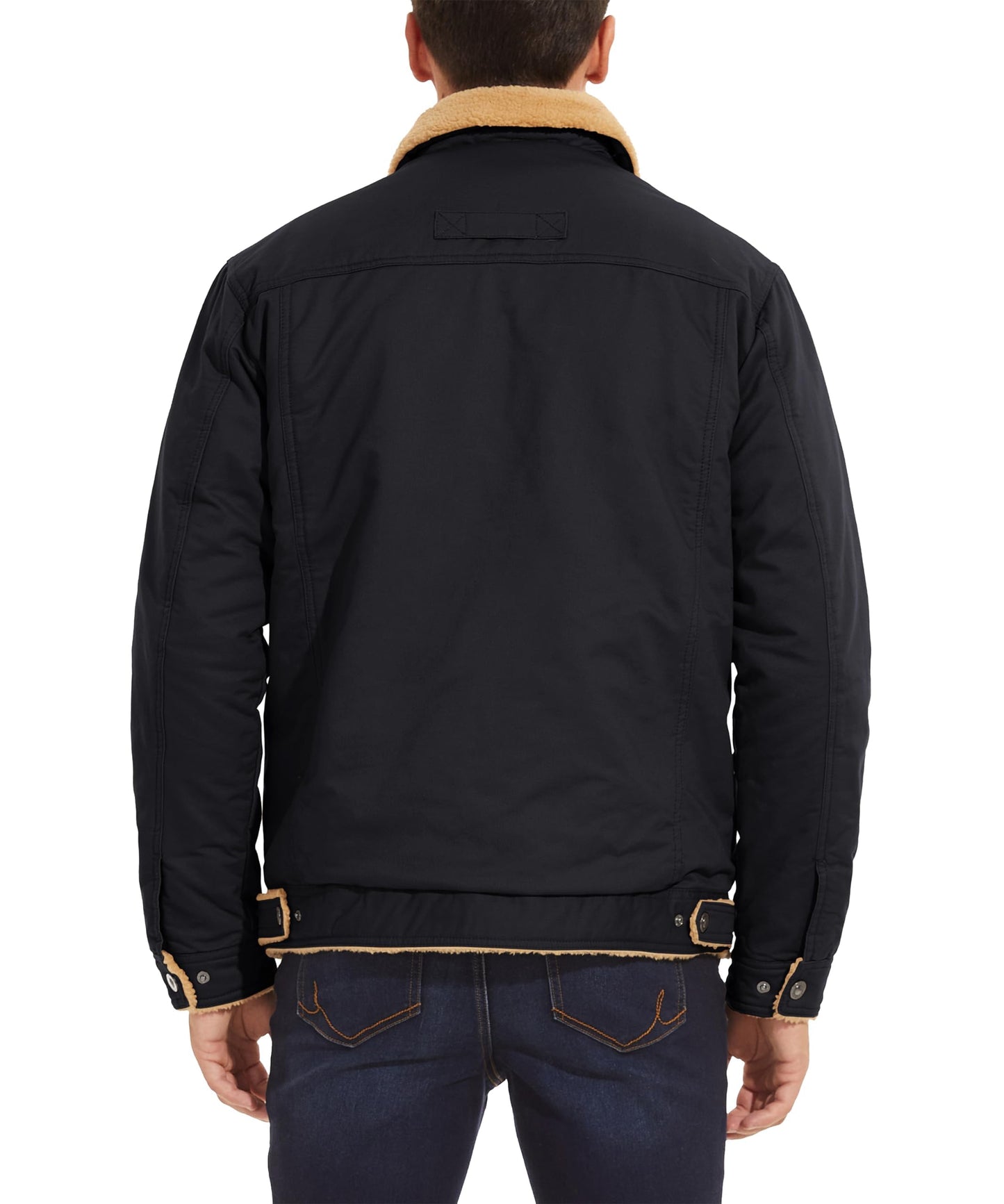 MAGNIVIT Men's Cotton Cargo Jacket Winter Sherpa Fleece Lined Work Jacket Coats with 5 Pockets