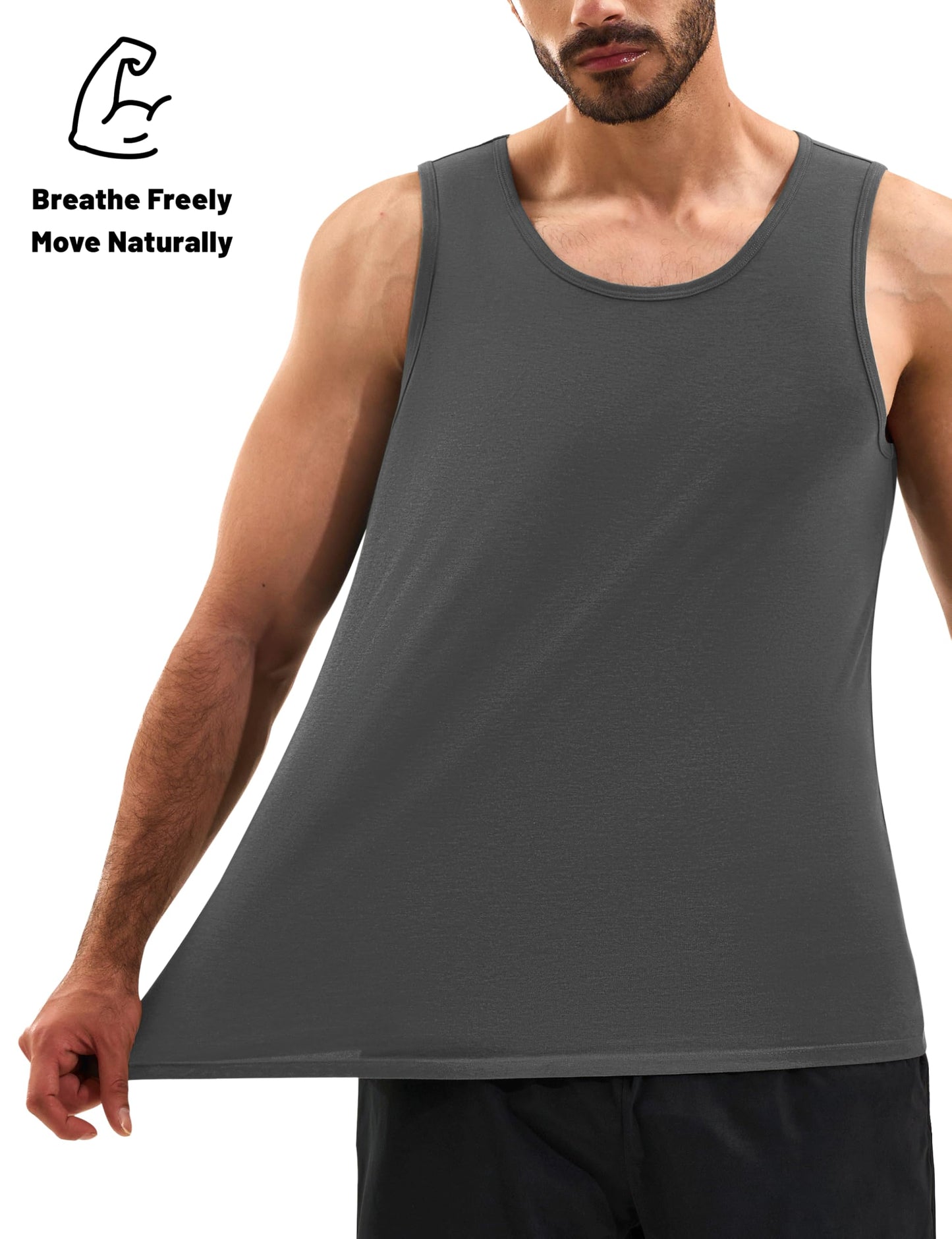 MAGNIVIT Mens Tank Top UPF50+ Summer Sleeveless Muscle Shirts Cotton Blend Casual Tee Cooling Gym Workout Shirts