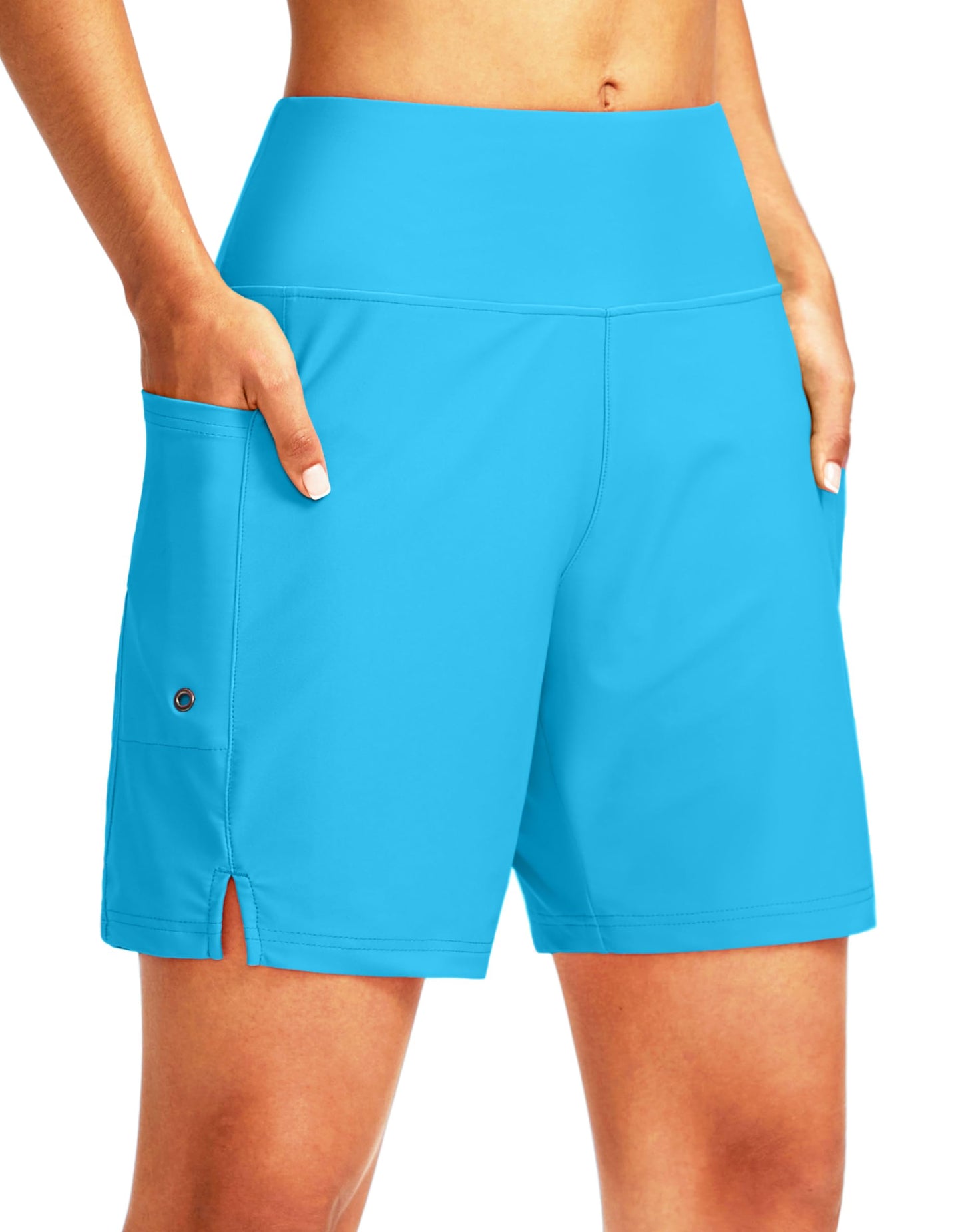 G Gradual Women's 7" Long Swim Board Shorts High Waisted Quick Dry Beach Swimming Shorts for Women with Liner Pockets