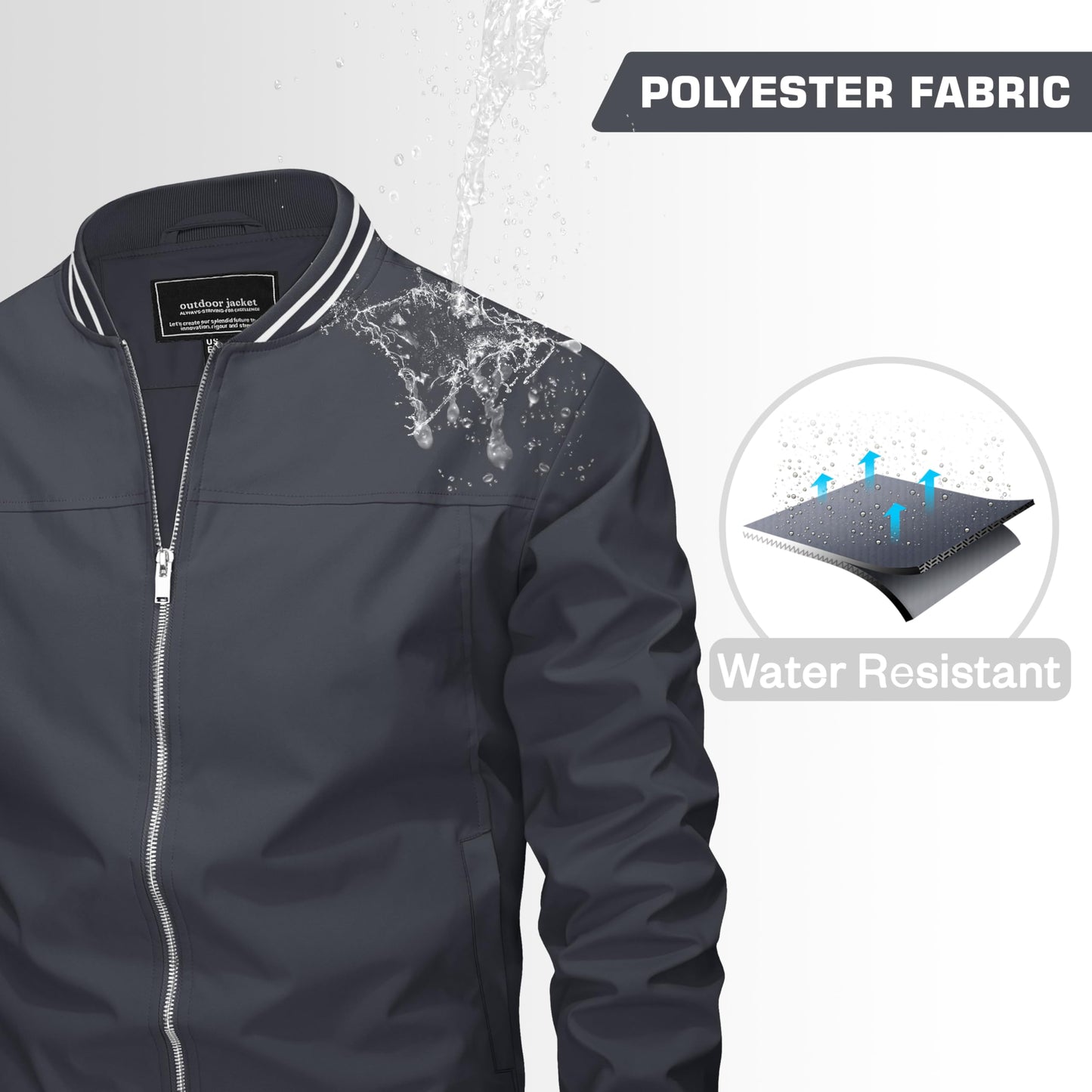 MAGNIVIT Men's Bomber Jackets Lightweight Jacket Varsity Flight Jacket Baseball Windbreaker Water Resistant Spring Autumn