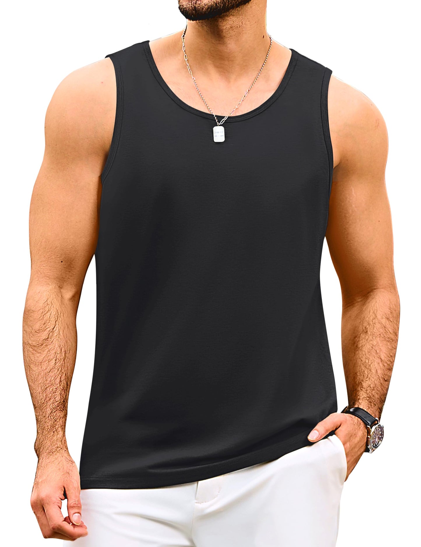 MAGNIVIT Mens Tank Top UPF50+ Summer Sleeveless Muscle Shirts Cotton Blend Casual Tee Cooling Gym Workout Shirts