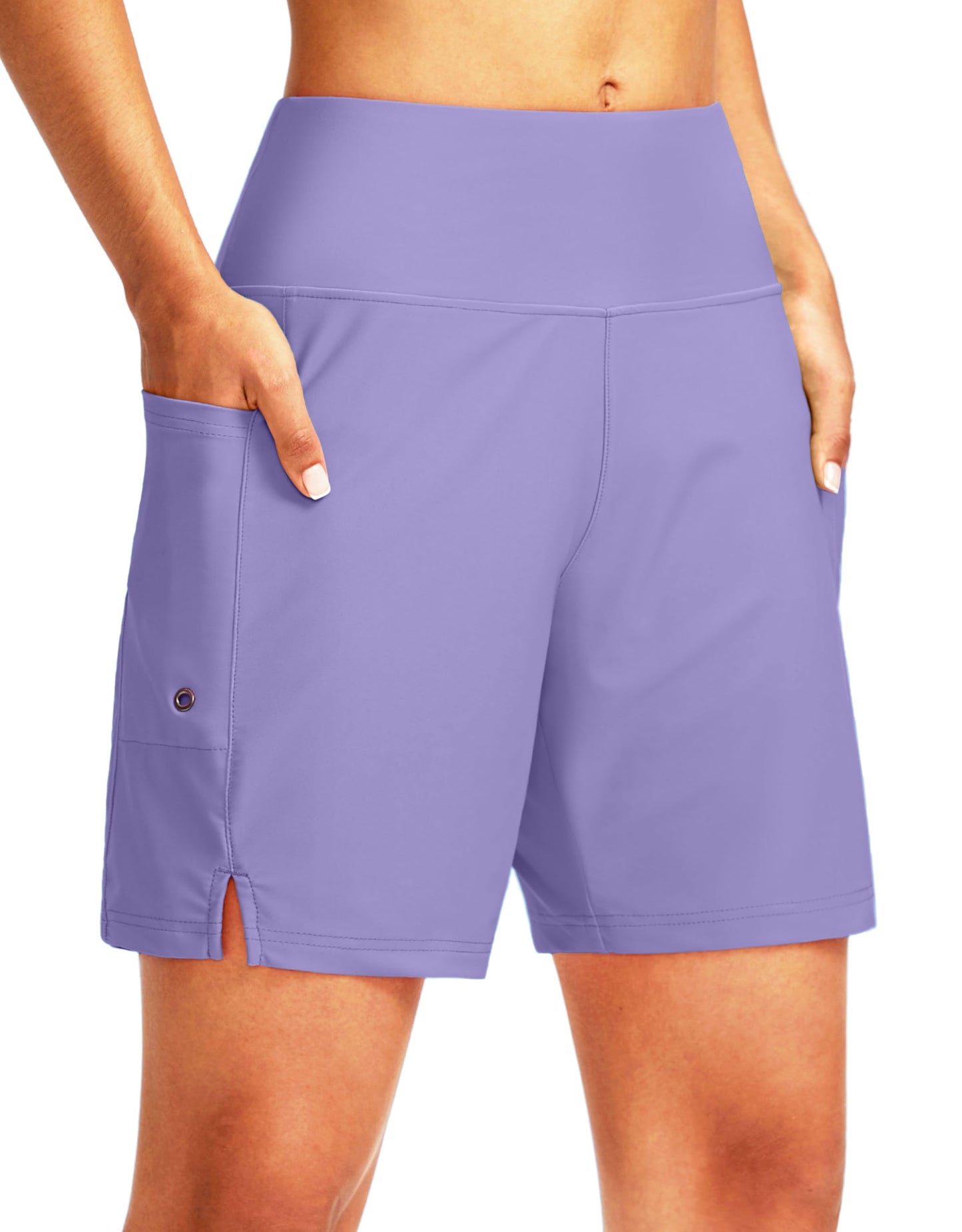 G Gradual Women's 7" Long Swim Board Shorts High Waisted Quick Dry Beach Swimming Shorts for Women with Liner Pockets