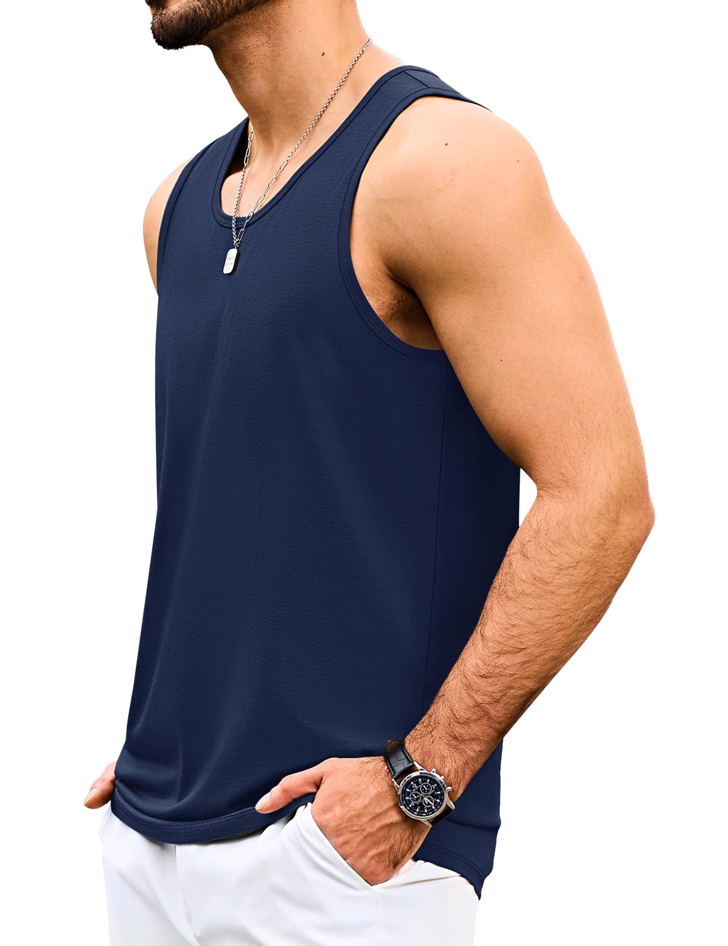 MAGNIVIT Mens Tank Top UPF50+ Summer Sleeveless Muscle Shirts Cotton Blend Casual Tee Cooling Gym Workout Shirts