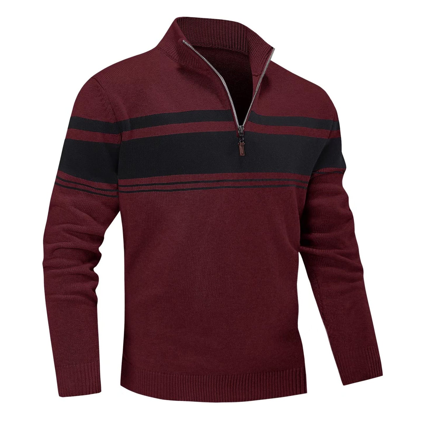 MAGNIVIT Men's Sweater Quarter Zip Striped Pullover Fall Winter Spring Color Block Polo Sweatshirts