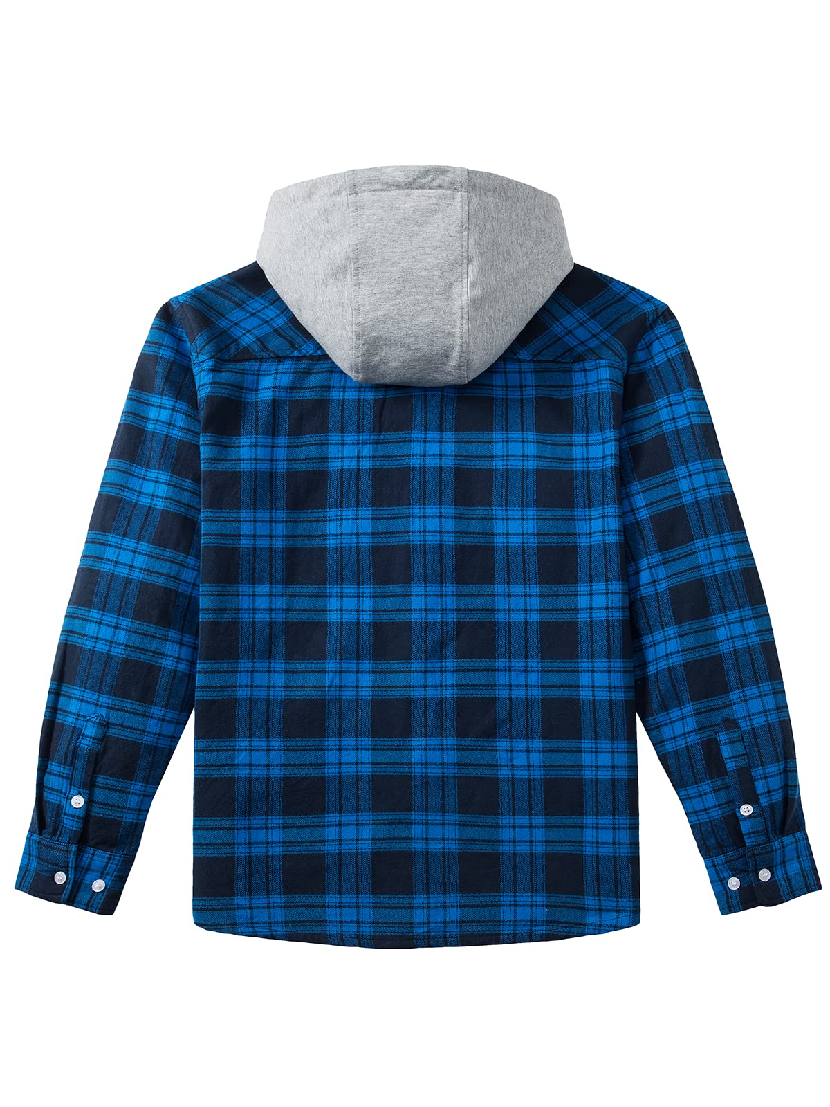 MAGNIVIT Mens Classic Plaid Long Sleeve Hooded Shirts Multi Pockets Thin Cotton Light Jacket Relaxed Fit Casual Outwear