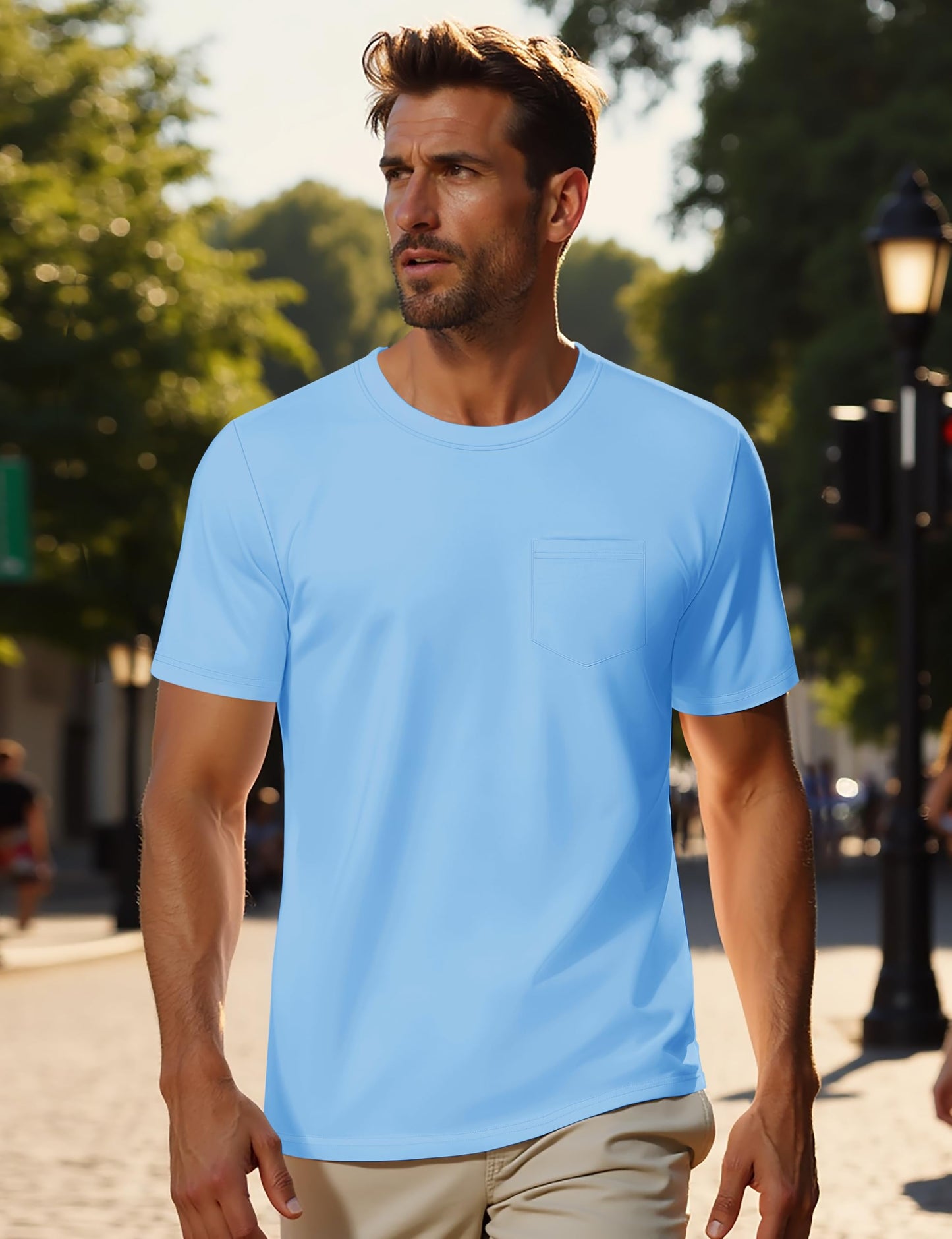 MAGNIVIT Men's Cotton Pocket Tee Shirts Soft Crew Neck Solid Color T Shirt Casual Short Sleeve Summer Basic Tops